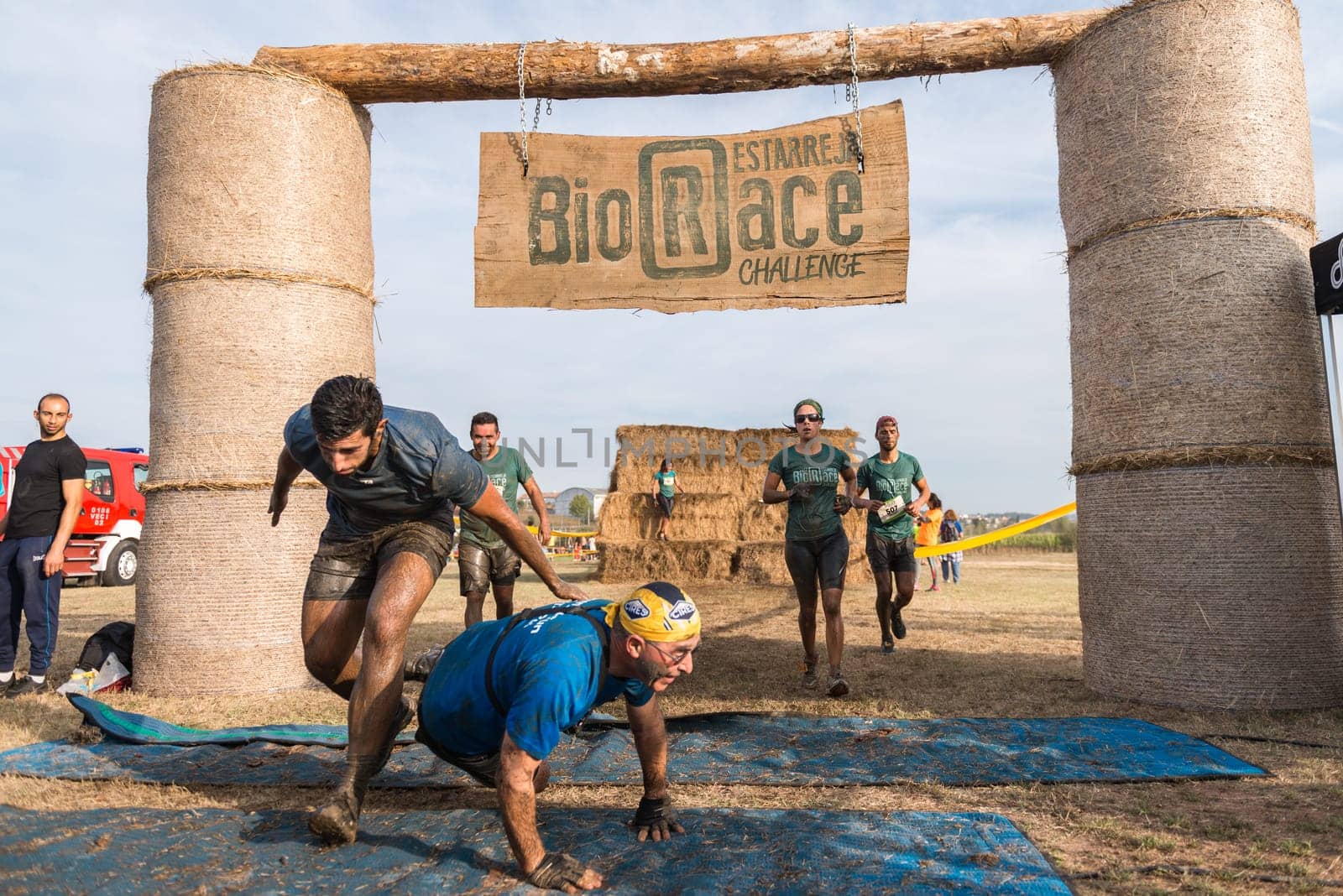 ESTARREJA, PORTUGAL - SEPTEMBER 23: Athletes crossing the finish line at the Biorace on september 23, 2017 in Estarreja, Portugal.