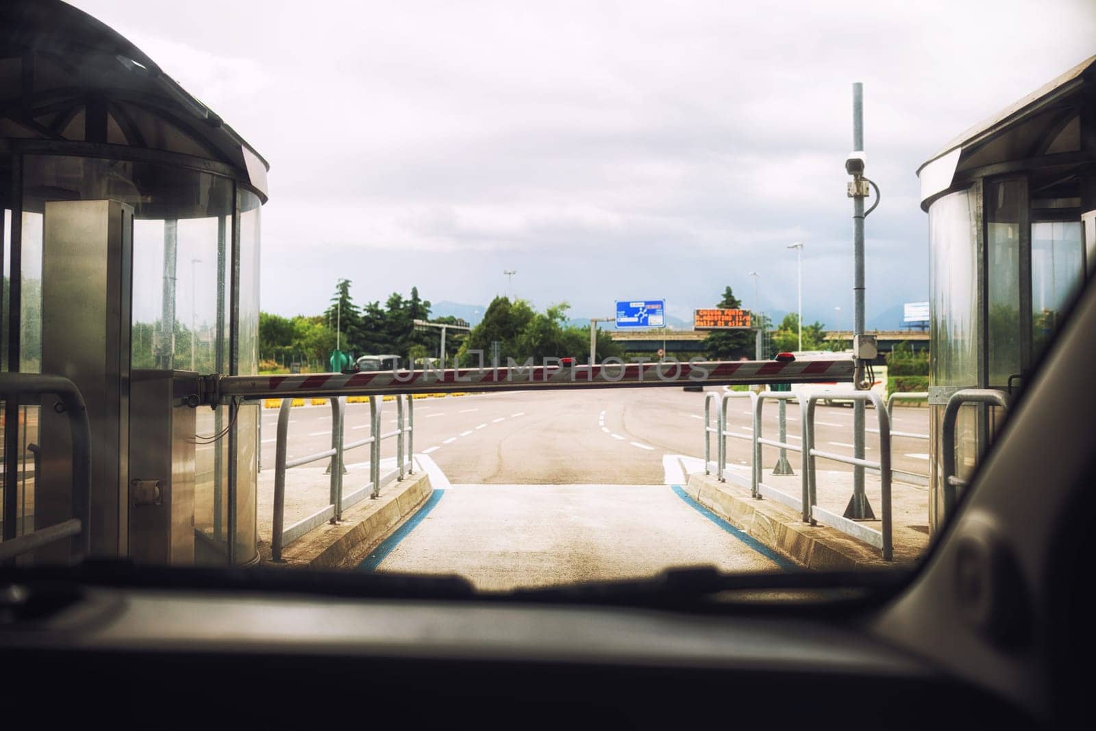 close up on gateway on the highway in italy