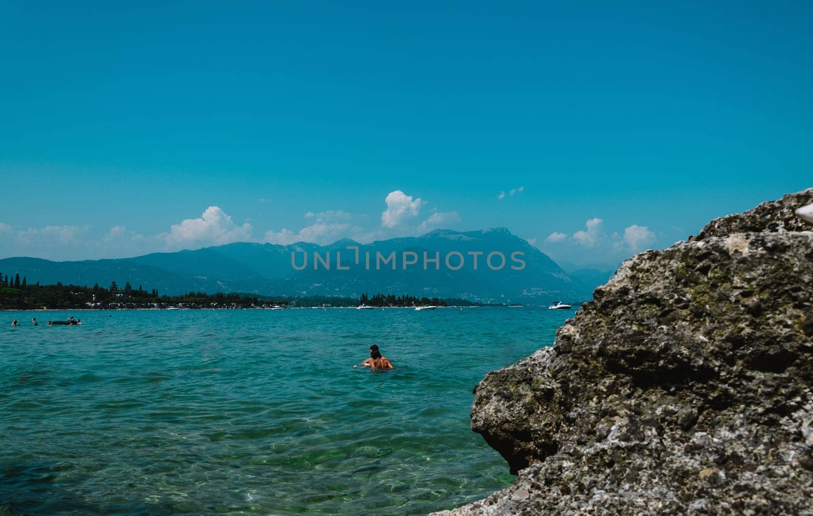 view of garda lake,italy,low visibility
