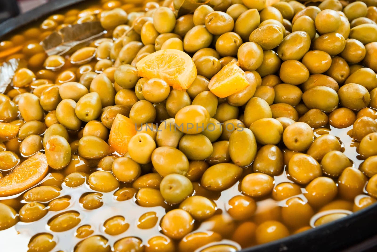 rustic spanish olives in market during almossassa on city of Badajoz