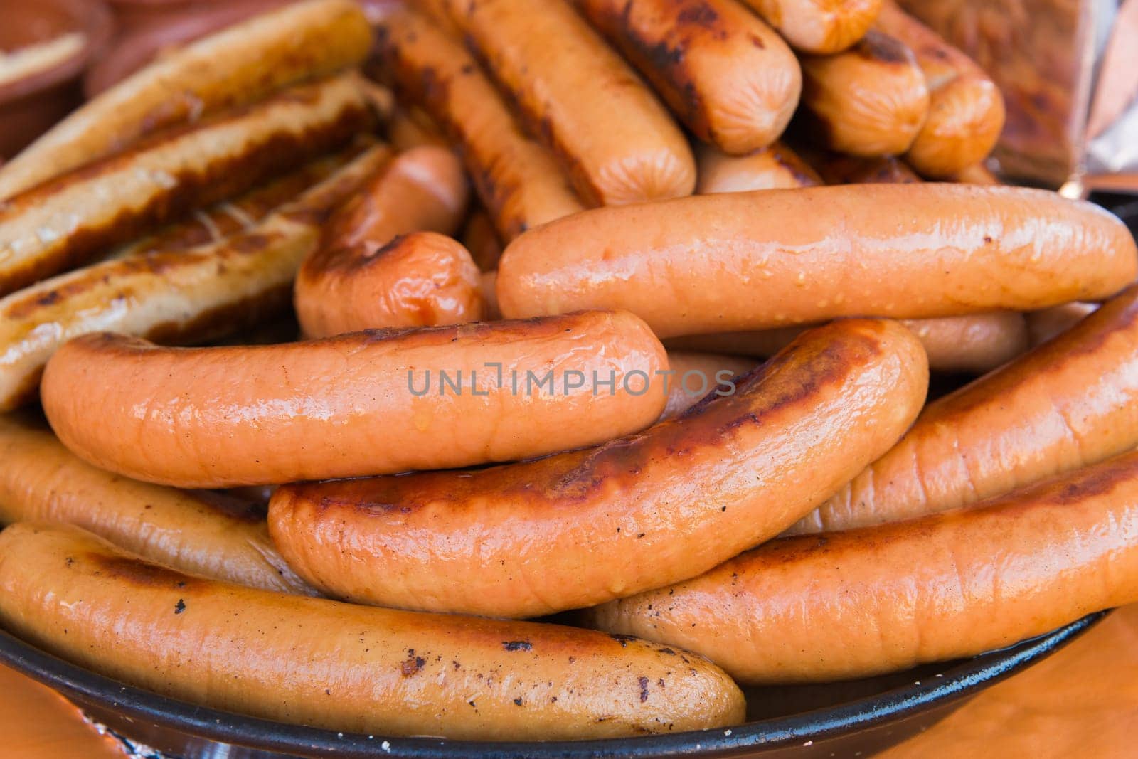Delicious  grilled sausages ready to be eaten