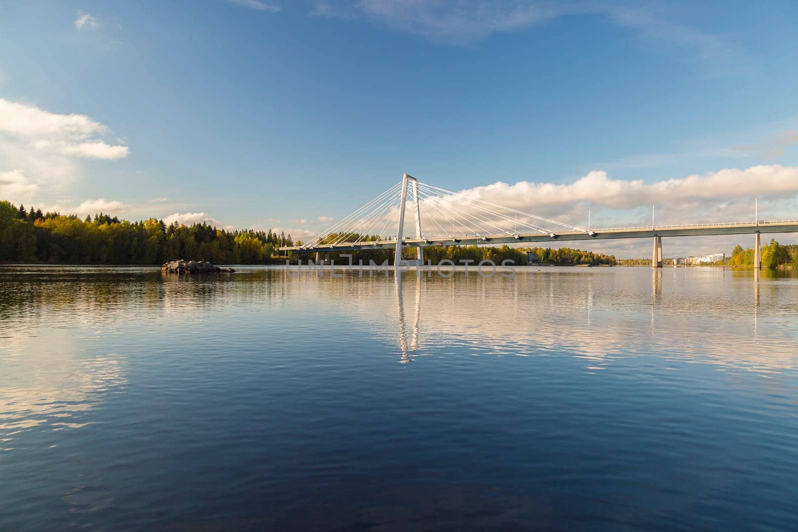 Bridge over the River in Umea, Sweden in Autumn.
