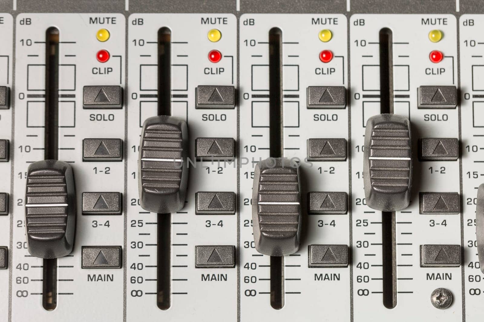 Mixing Table Switches close up macro.