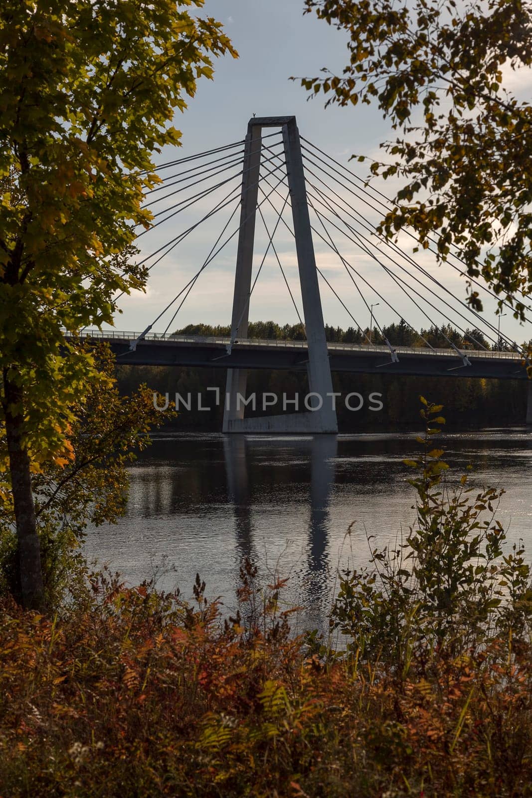 Bridge over the River in Umea, Sweden in Autumn.