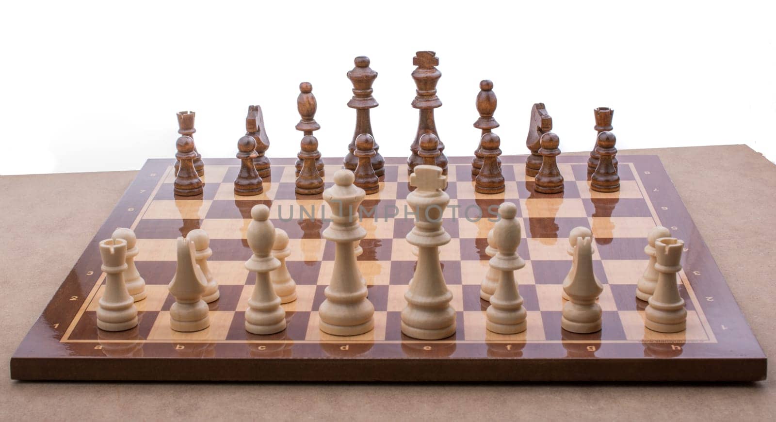 Chess board with chess pieces  on it