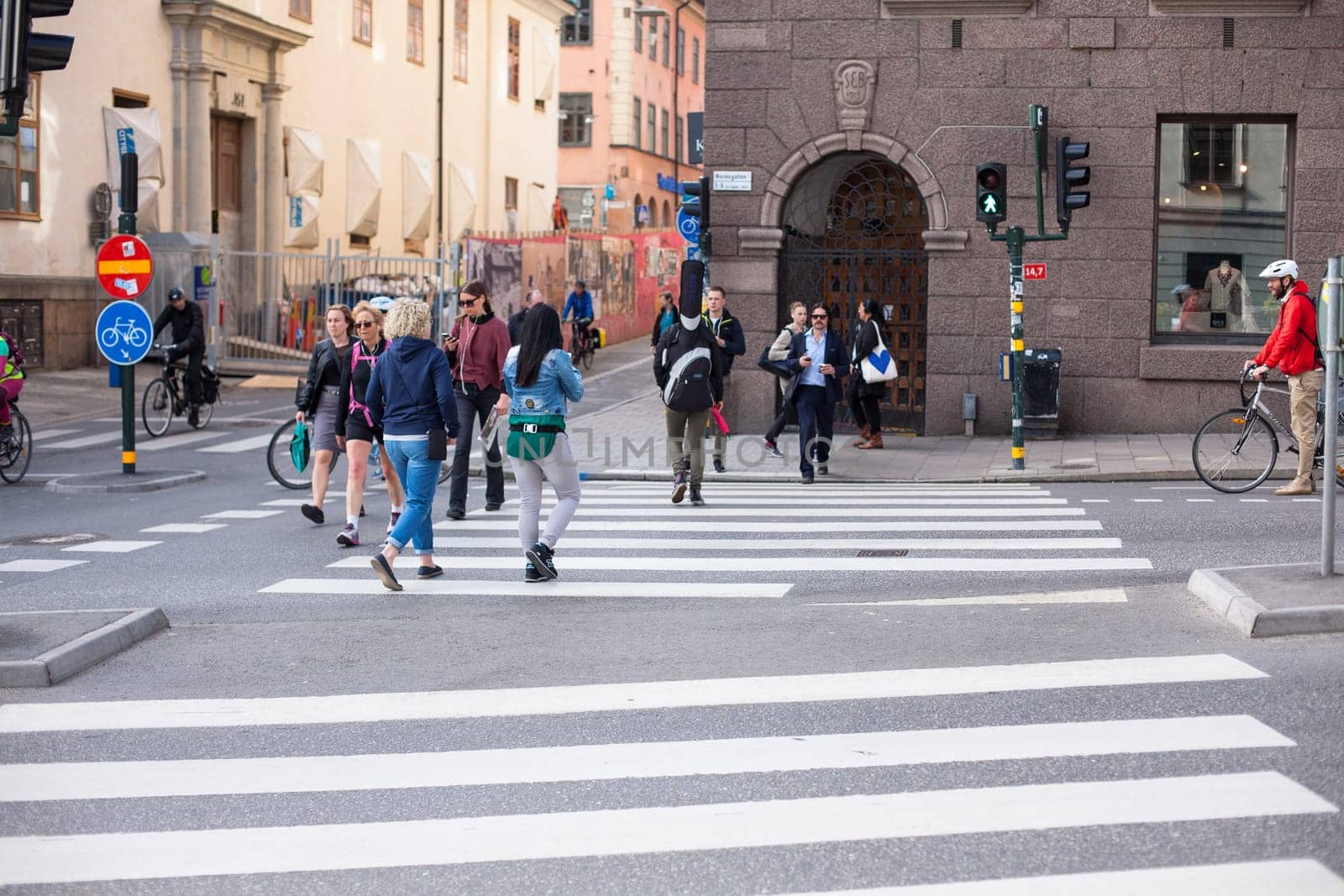 Stockholm, Sweden - June 09, 2017 : Urban life. People Walking In A Big City Street
