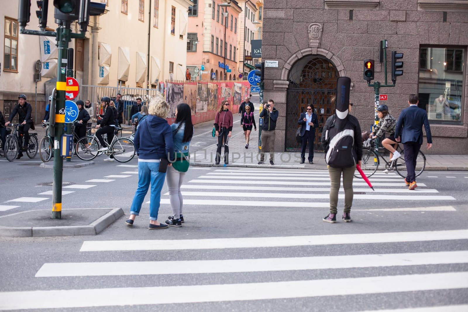 Stockholm, Sweden - June 09, 2017 : Urban life. People Walking In A Big City Street