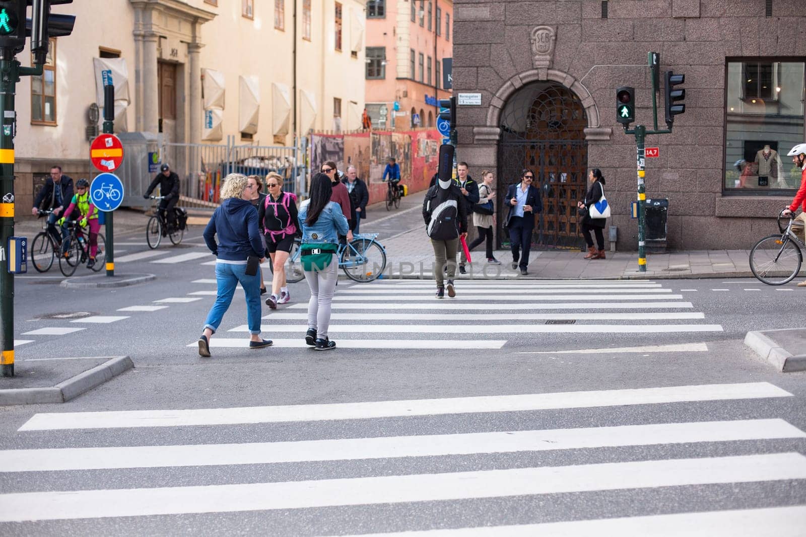 Stockholm, Sweden - June 09, 2017 : Urban life. People Walking In A Big City Street