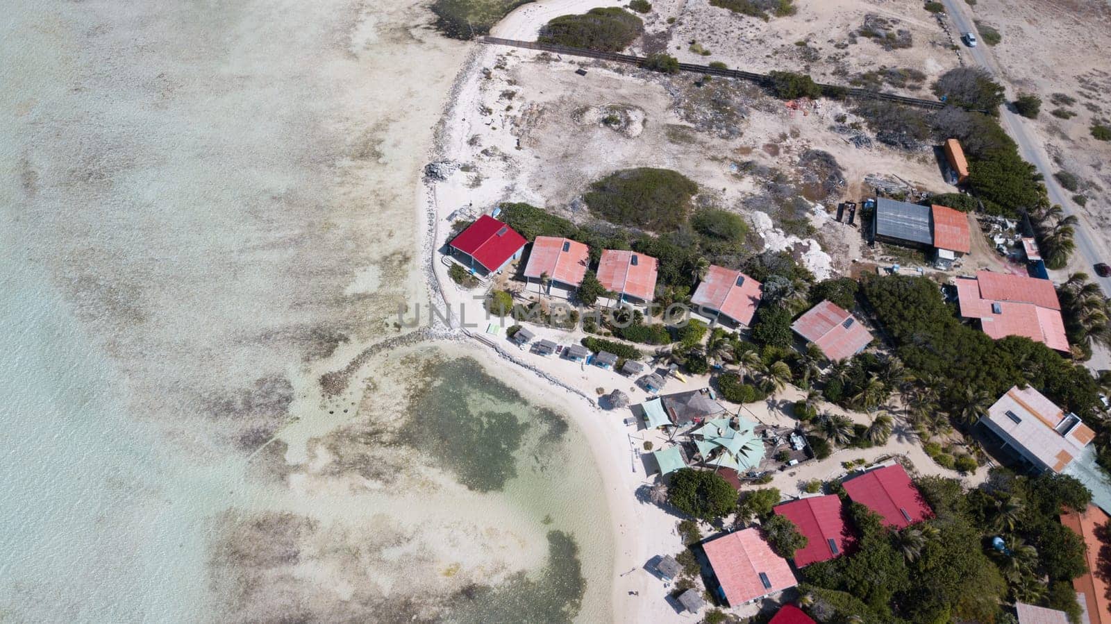 Bonaire island Caribbean sea windsurf lagoon Sorobon aerial drone top view