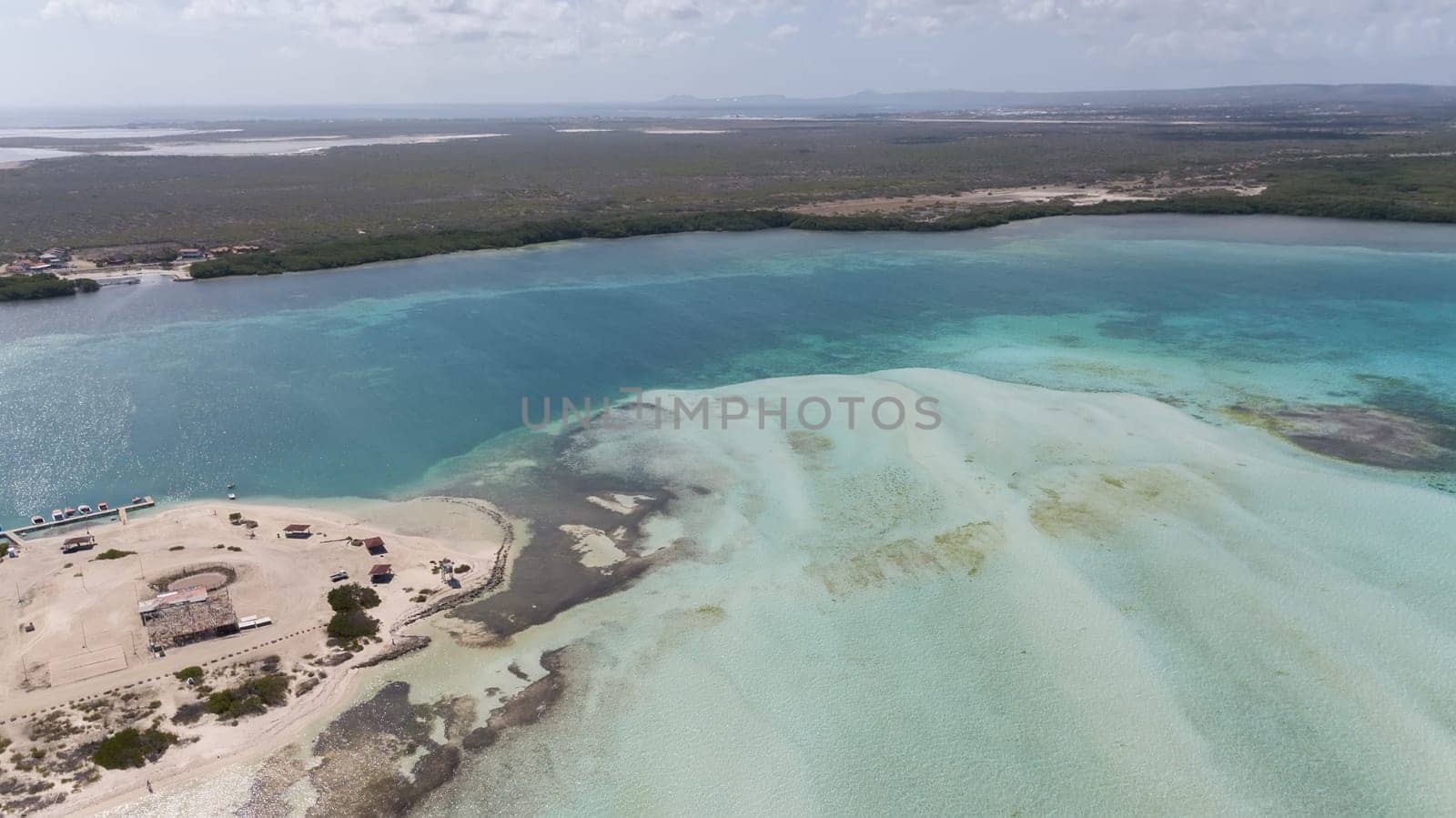 Bonaire island Caribbean sea windsurf lagoon Sorobon aerial drone top view