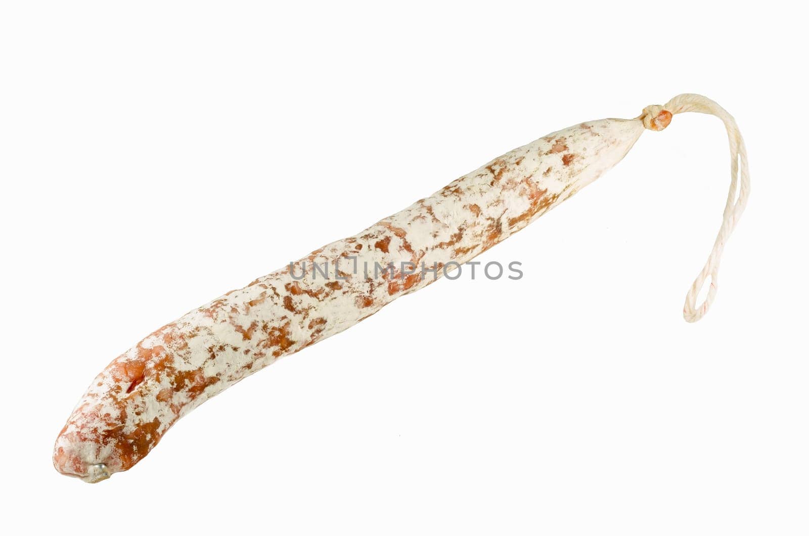 Spanish salami fuet isolated on white background