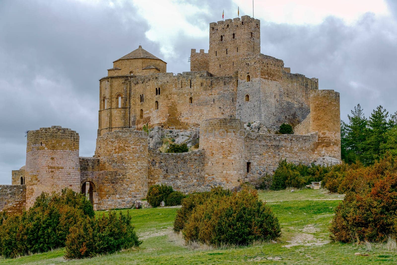 Medieval castle of Loarre over the rocks in Aragon, Spain