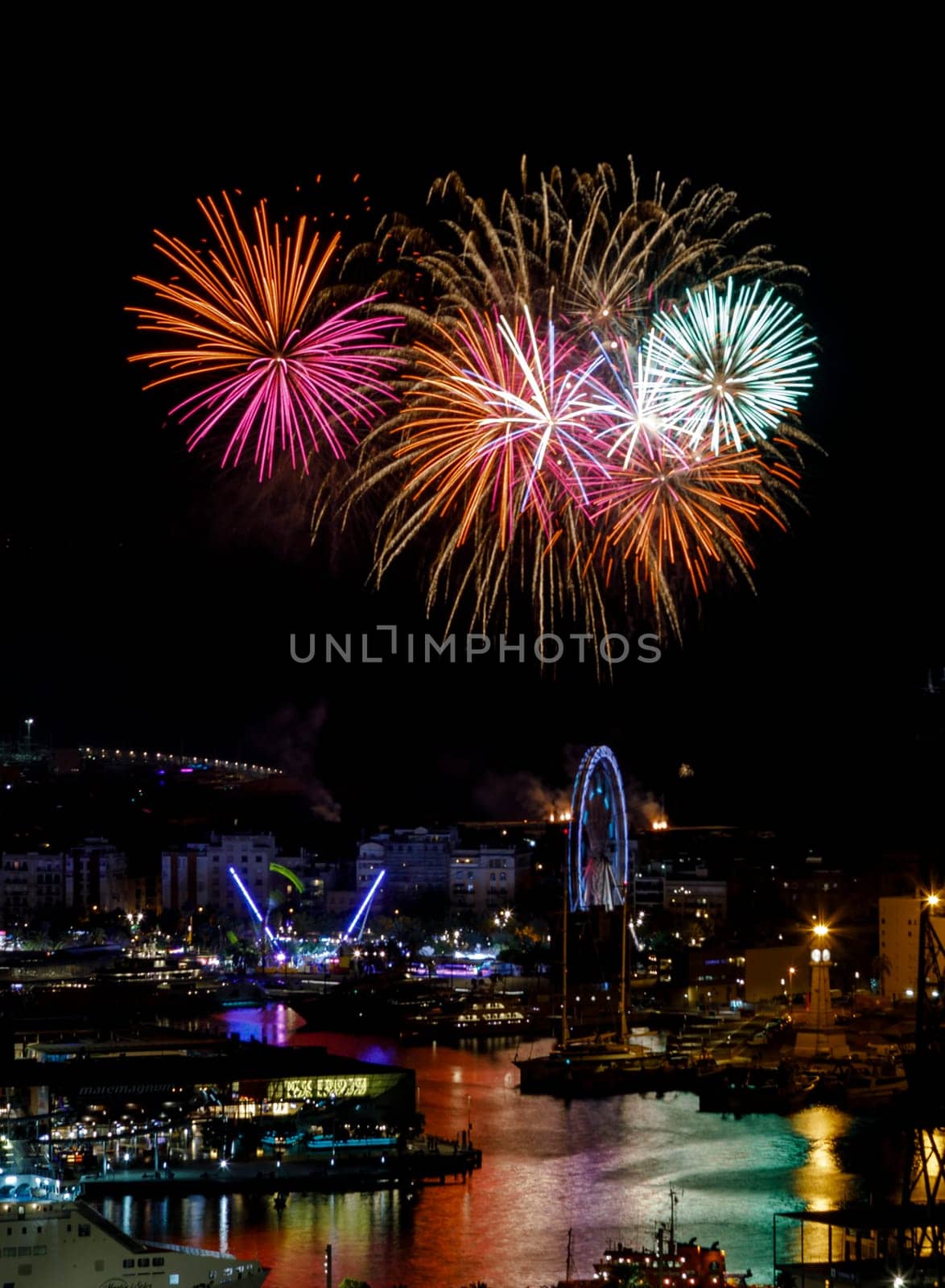 Fireworks to celebrate the Day of Mercy 2017 in Barcelona Spain