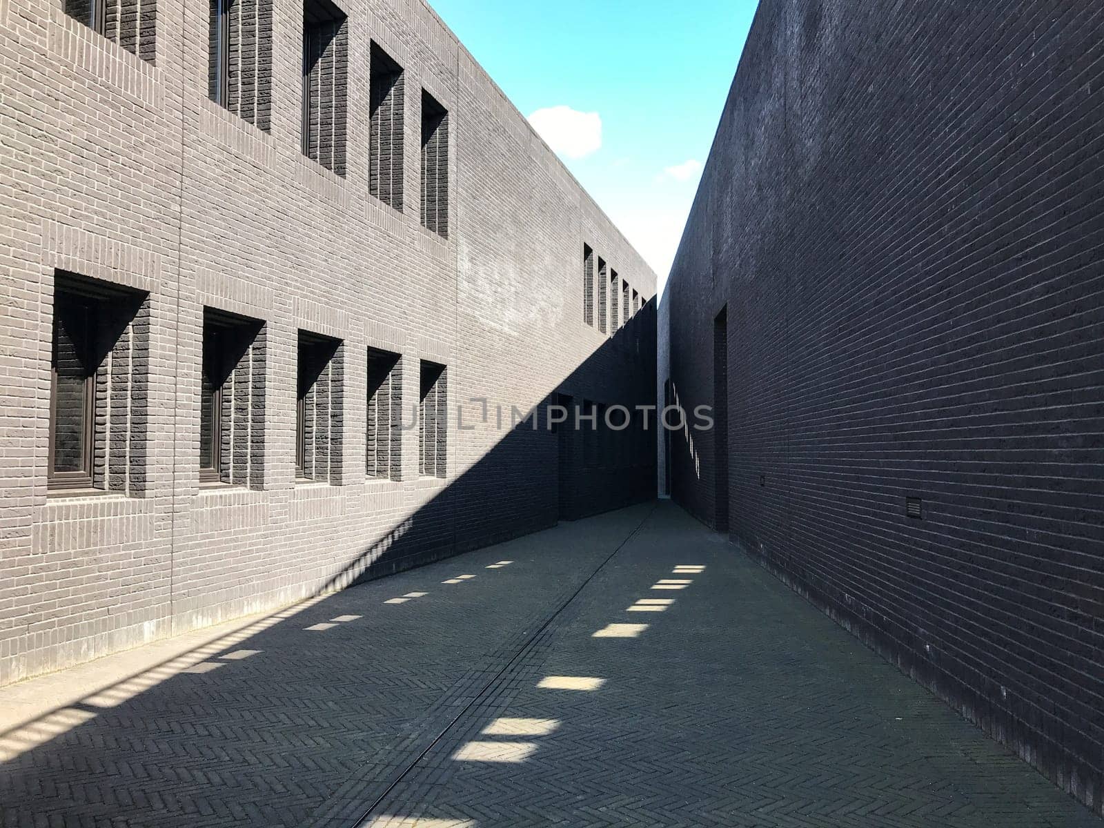Poland, Gdansk - JUNE 12, 2017: Premise without roof, theater with gray walls in the open air