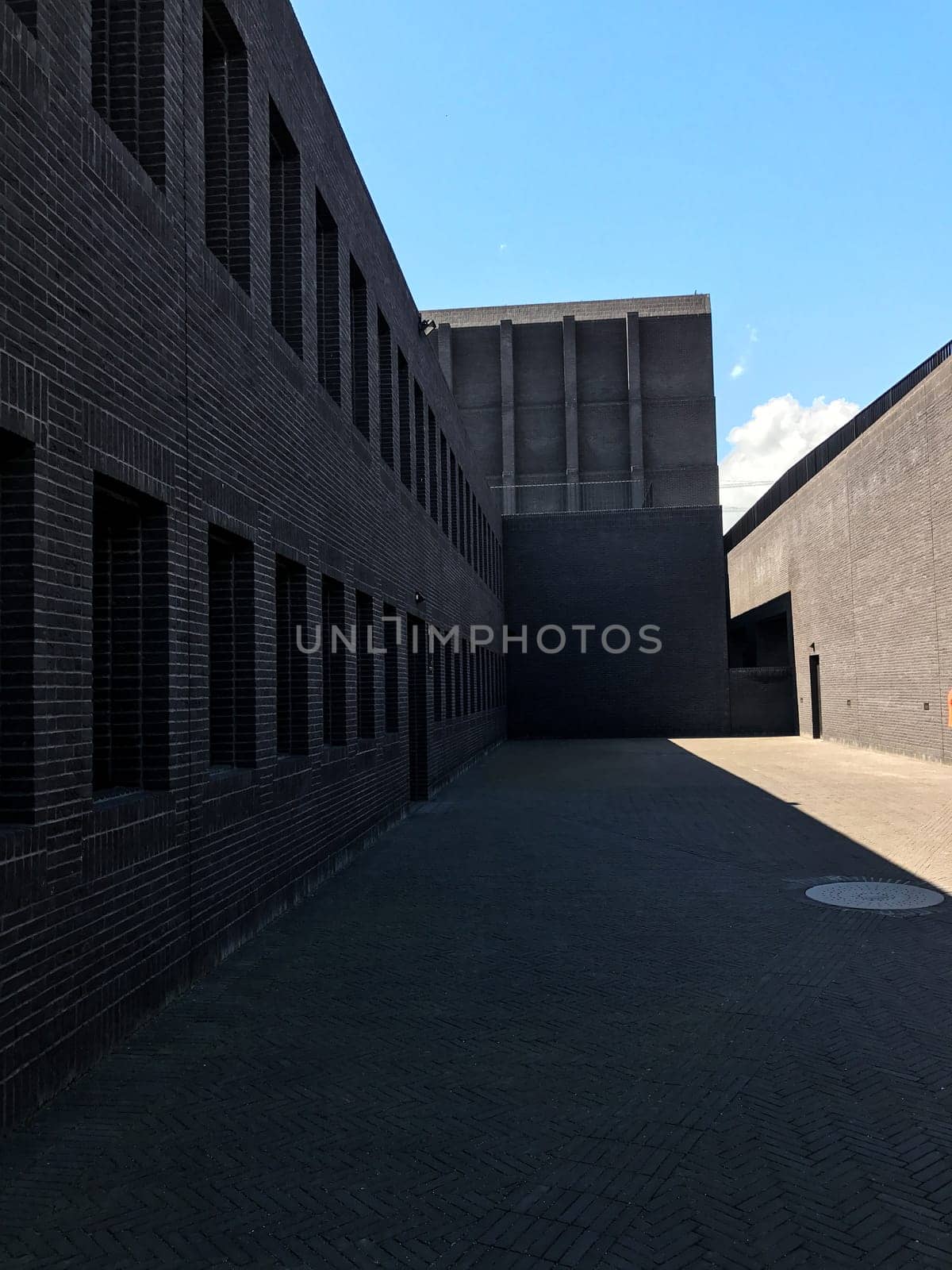 Poland, Gdansk - JUNE 12, 2017: Premise without roof, theater with gray walls in the open air