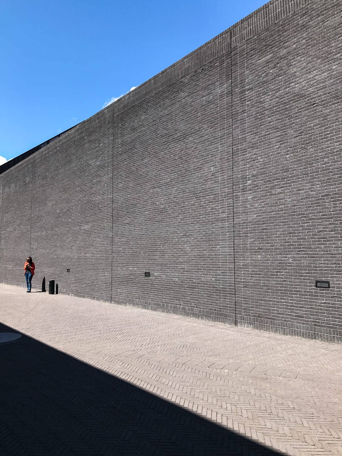 Poland, Gdansk - JUNE 12, 2017: Premise without roof, theater with gray walls in the open air