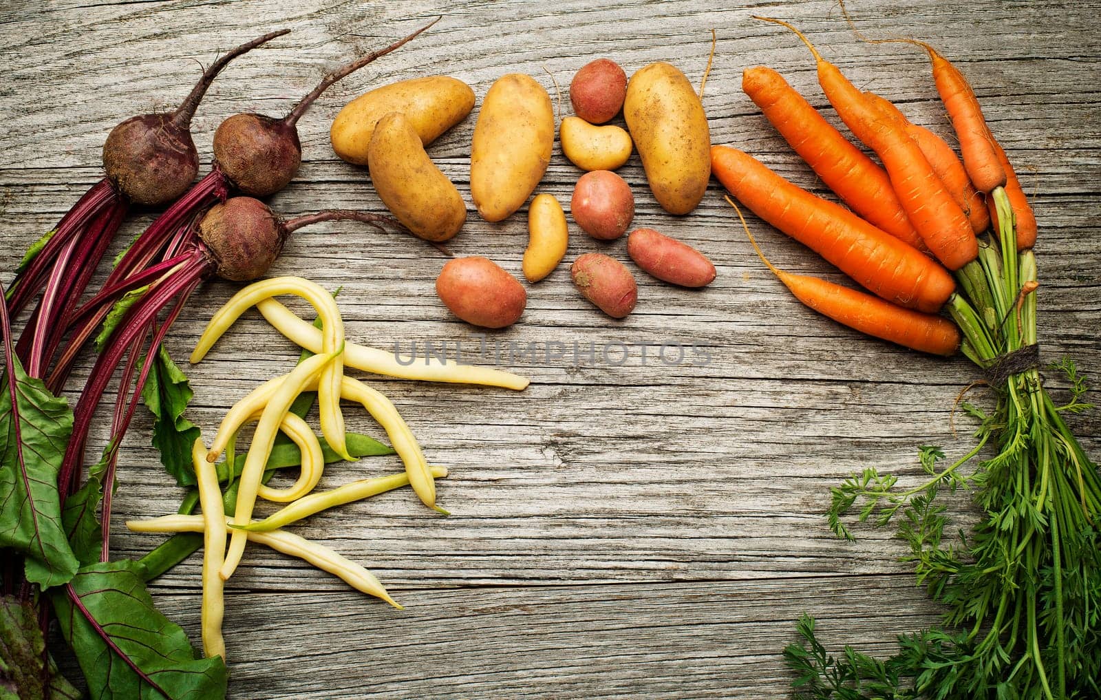 Fresh vegetables on wooden background