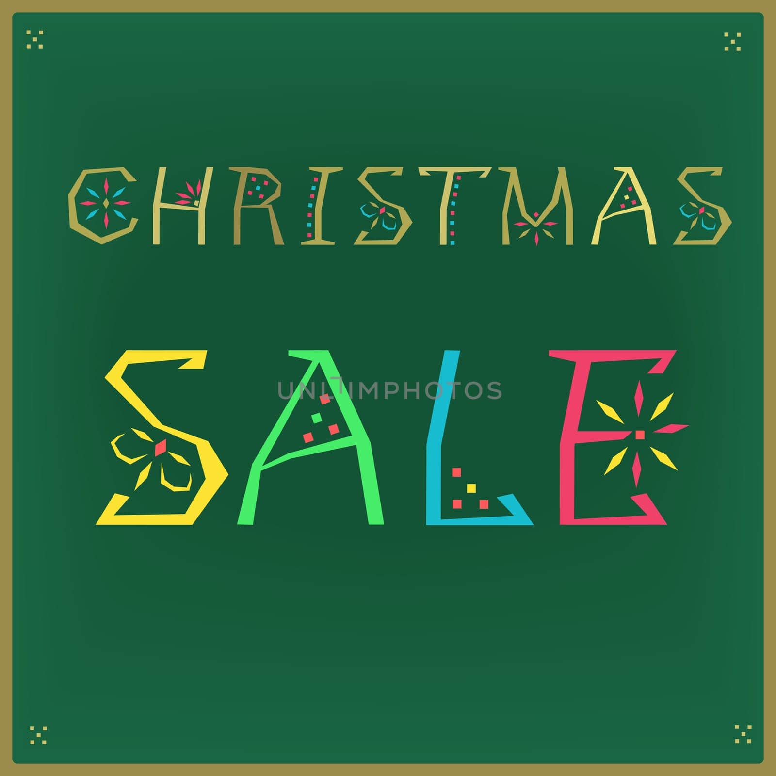 Christmas Sale. Card for retail. Colorful artistic font. illustration