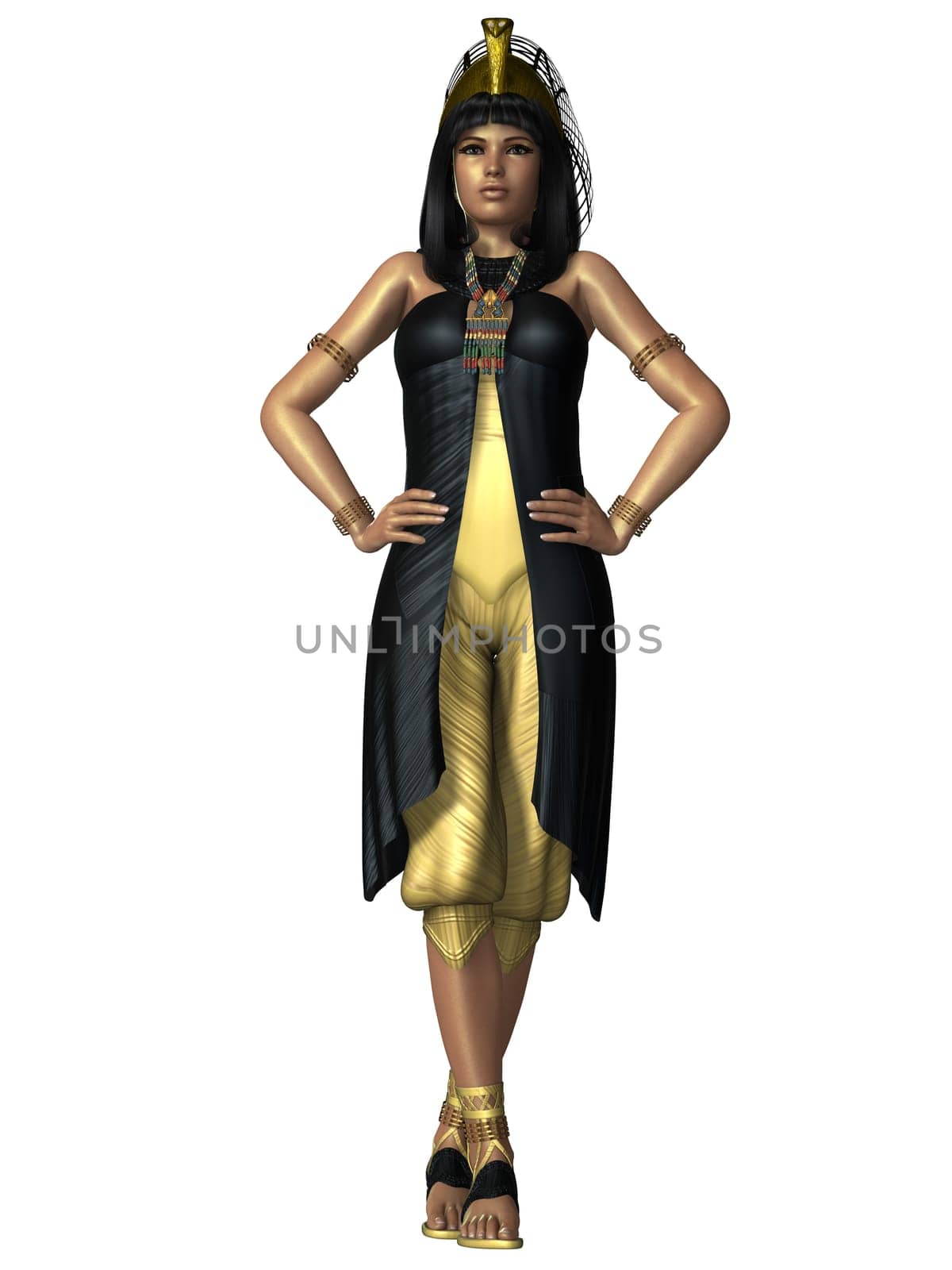 An Egyptian lady with traditional clothing from the Old Kingdom of Egypt.