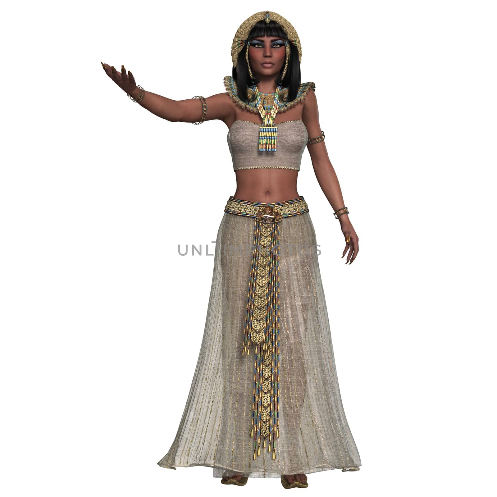 An Egyptian lady with traditional clothing from the Old Kingdom of Egypt.
