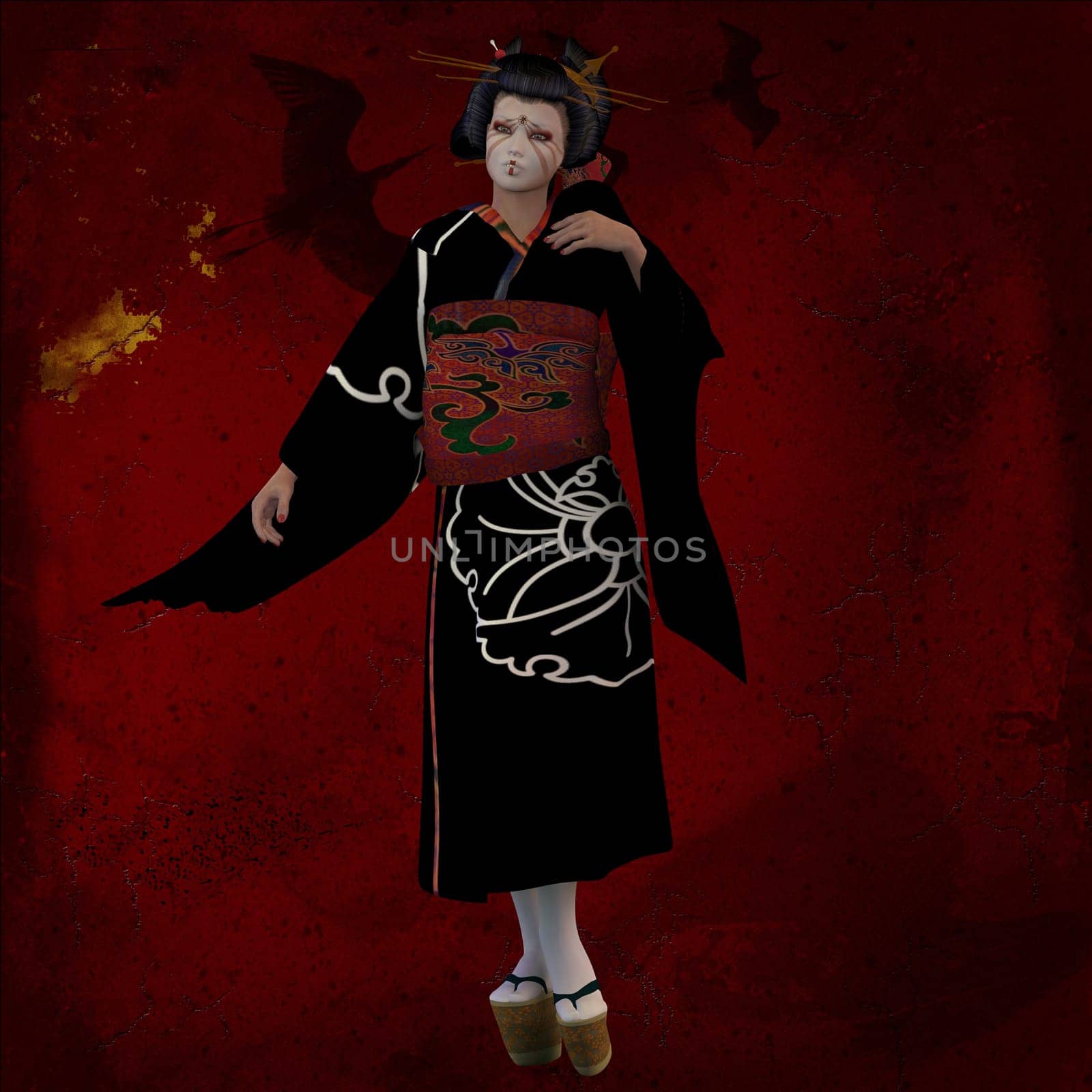 A Geisha is a Japanese young woman that entertains with music, dance, games and conversation.
