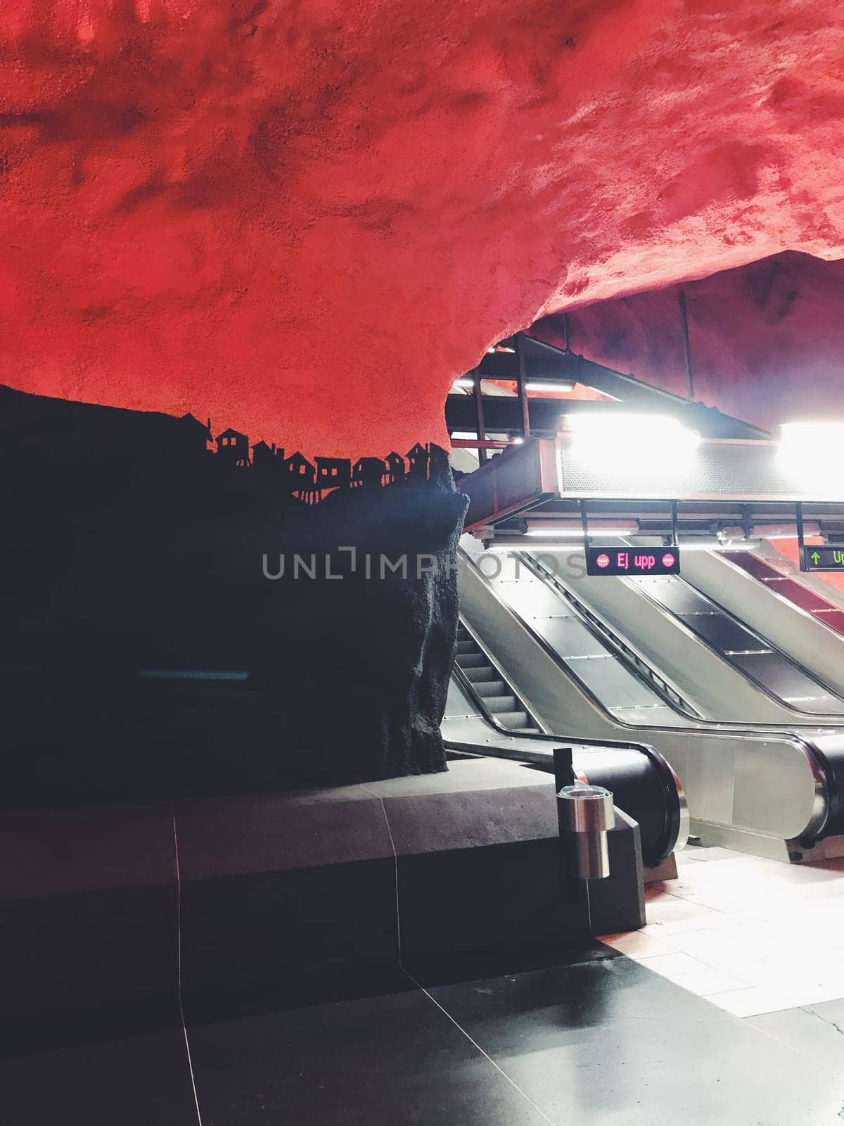 STOCKHOLM, SWEDEN - JUNE 10, 2017: Solna Centrum tunnelbanestation Underground. Station of the Subway