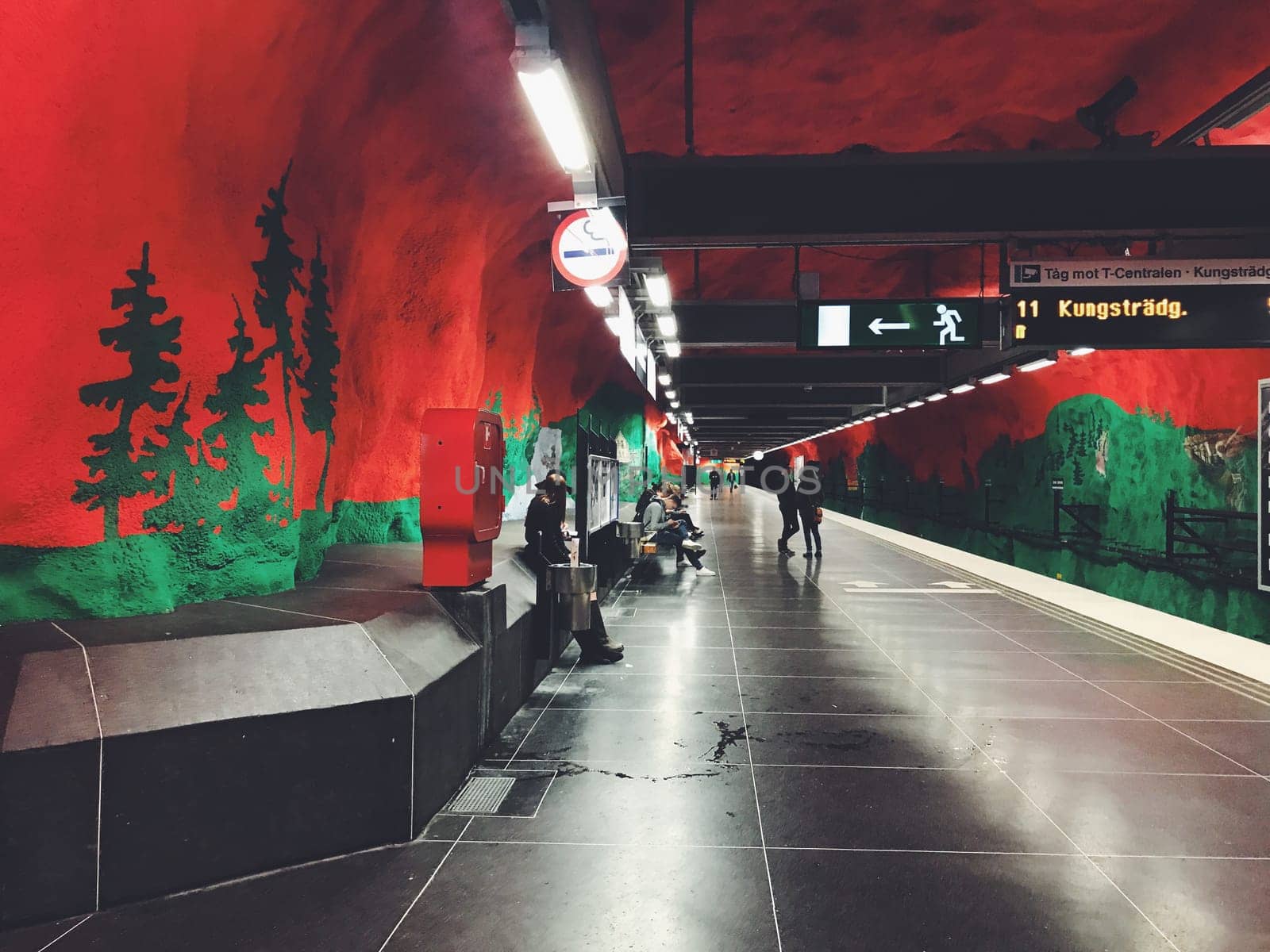 STOCKHOLM, SWEDEN - JUNE 10, 2017: Solna Centrum tunnelbanestation Underground. Station of the Subway