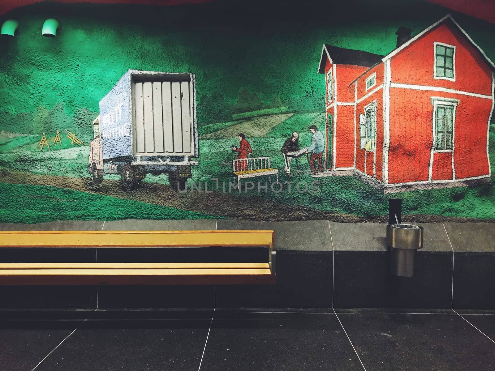 STOCKHOLM, SWEDEN - JUNE 10, 2017: Solna Centrum tunnelbanestation Underground. Station of the Subway