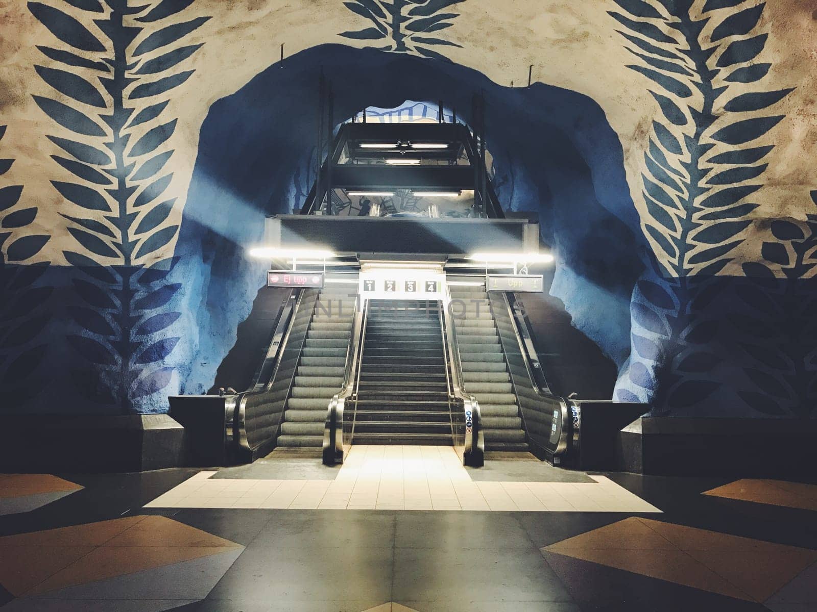 STOCKHOLM, SWEDEN - JUNE 10, 2017: T-Centralen tunnelbanestation Underground. Blue line, central station of the Subway