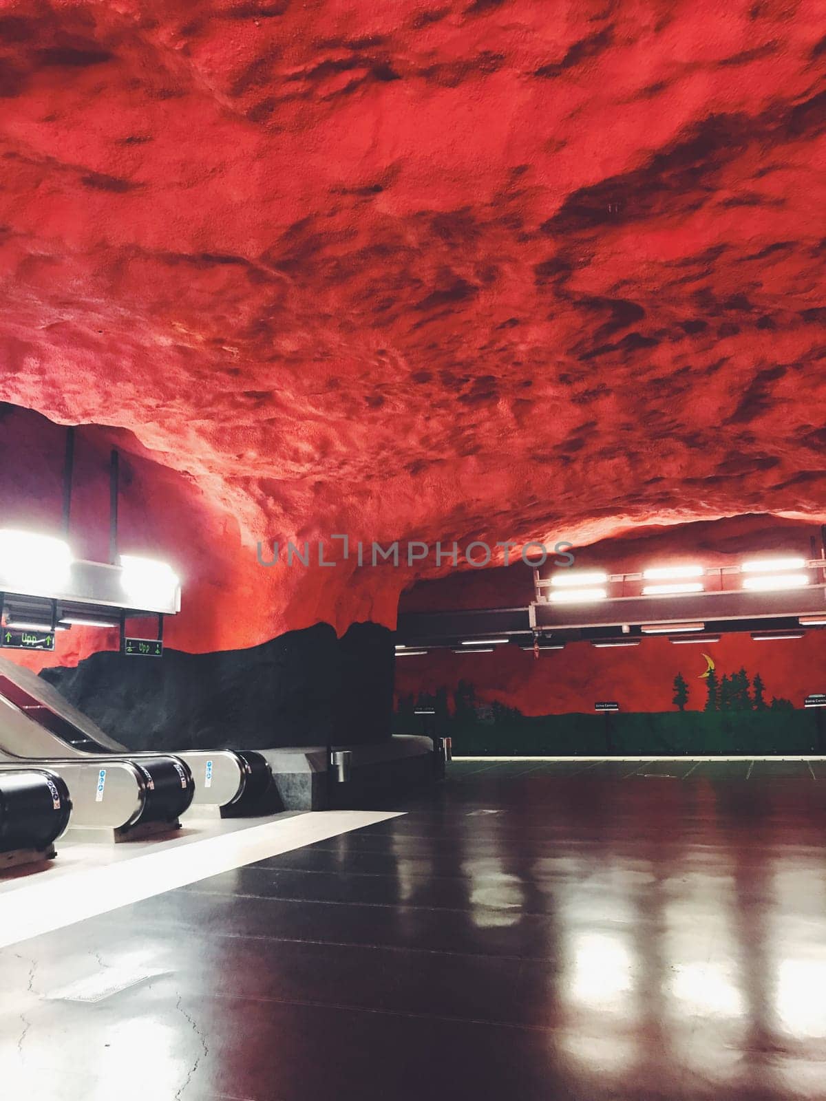 STOCKHOLM, SWEDEN - JUNE 10, 2017: Solna Centrum tunnelbanestation Underground. Station of the Subway