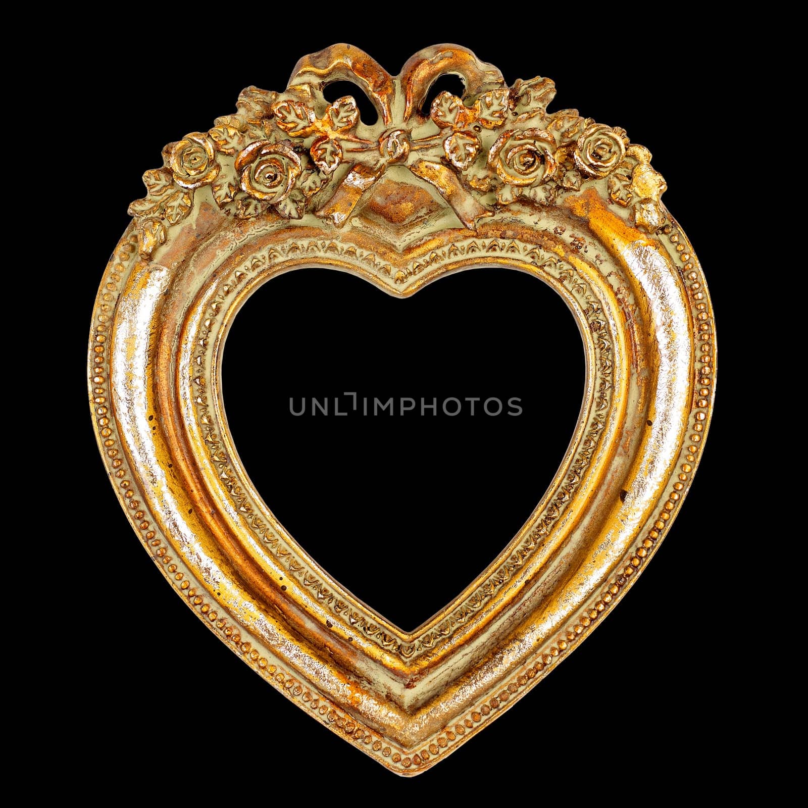 Heart Picture Frame isolated on black background, graphic design element