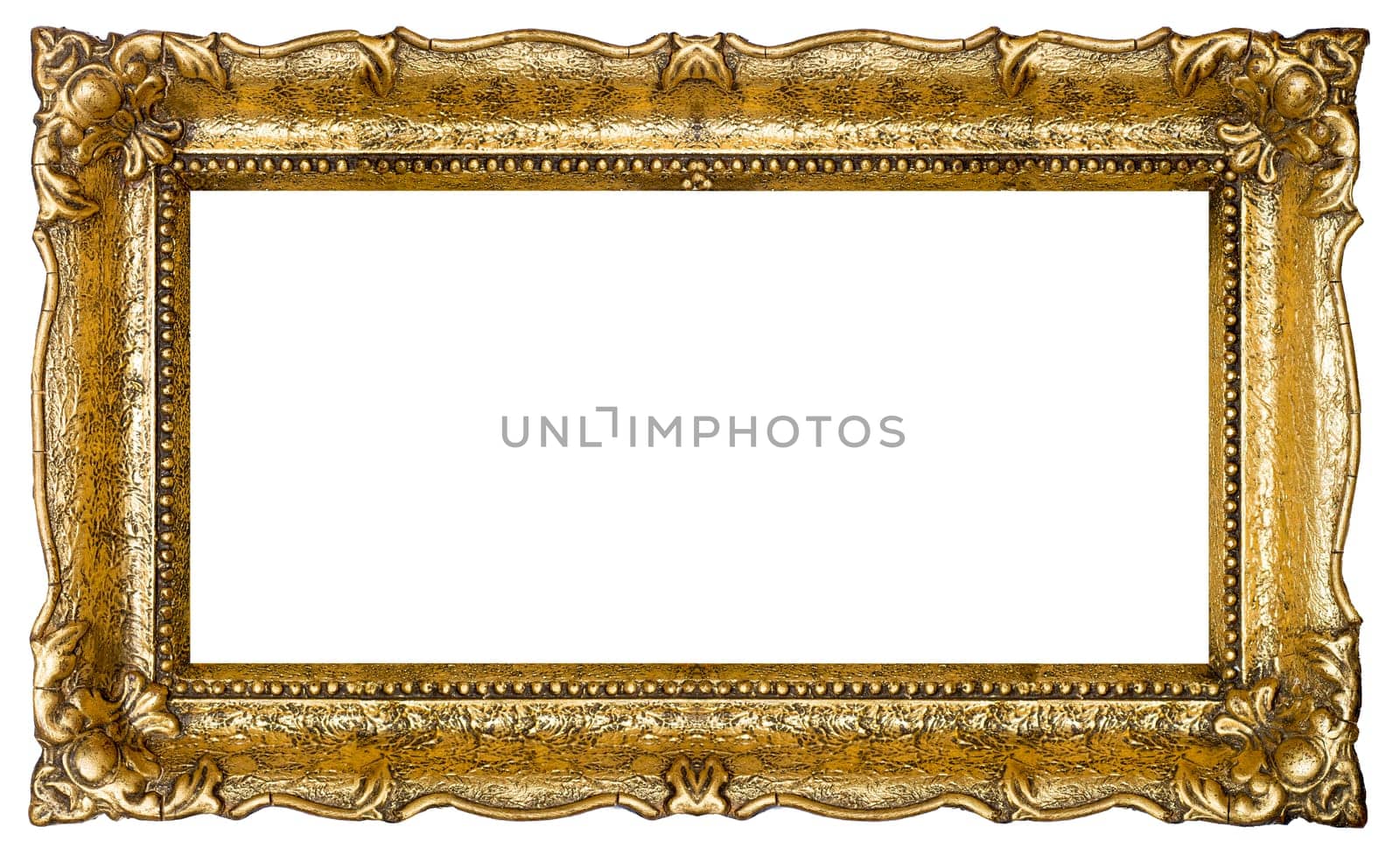 Verry Big Old Gold picture frame, isolated on white - extra large file and quality - 33mpx