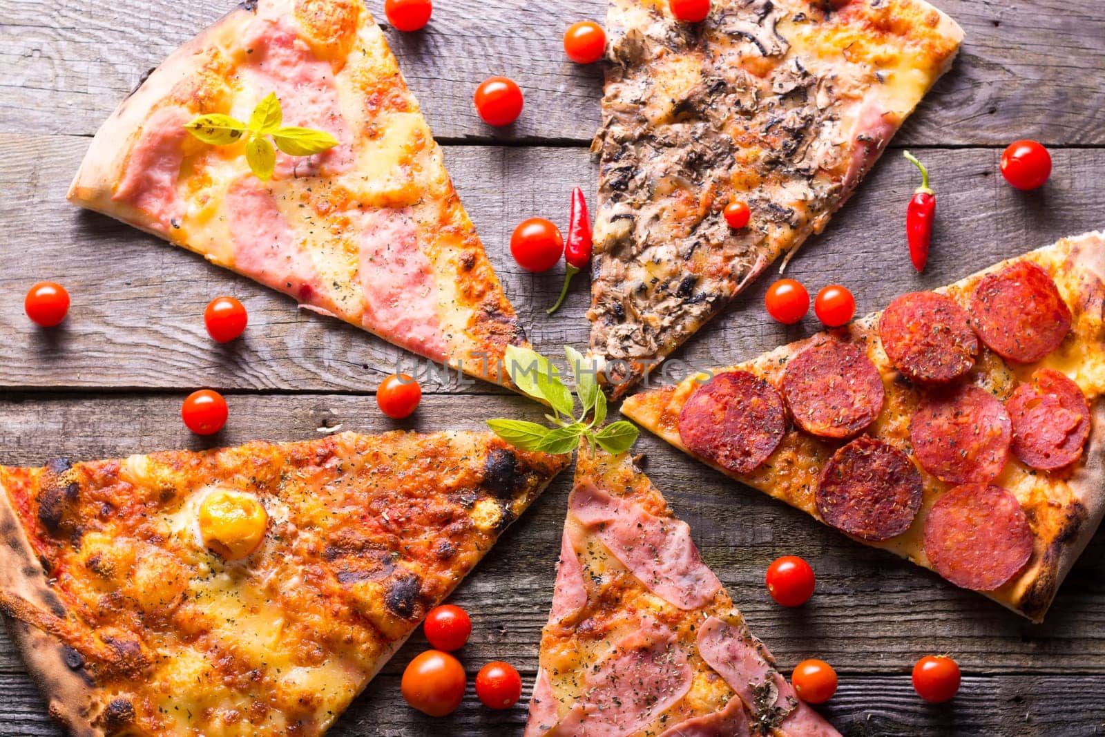 Italian food - pizza on wooden table