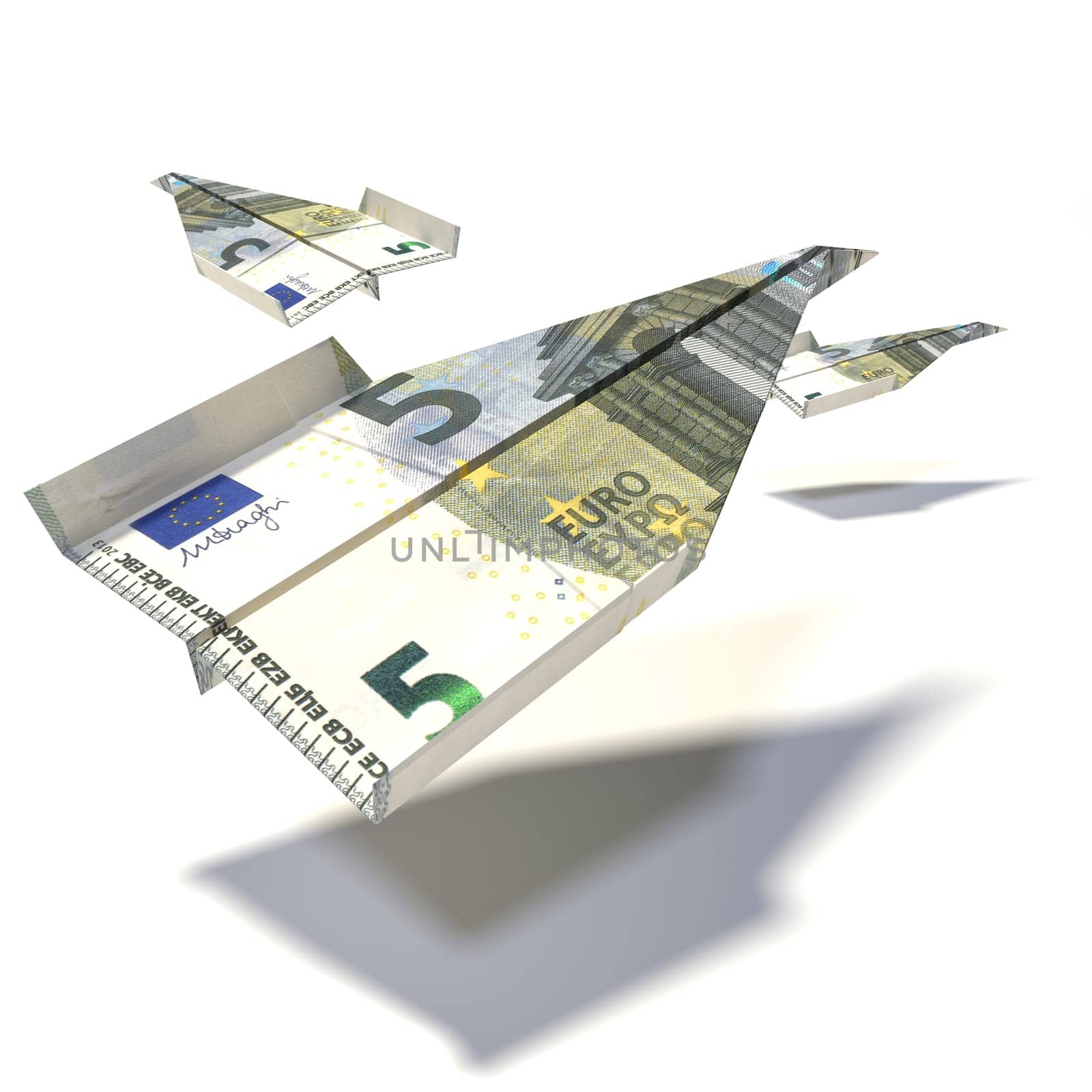 Paper plane from a 5 Euro bill