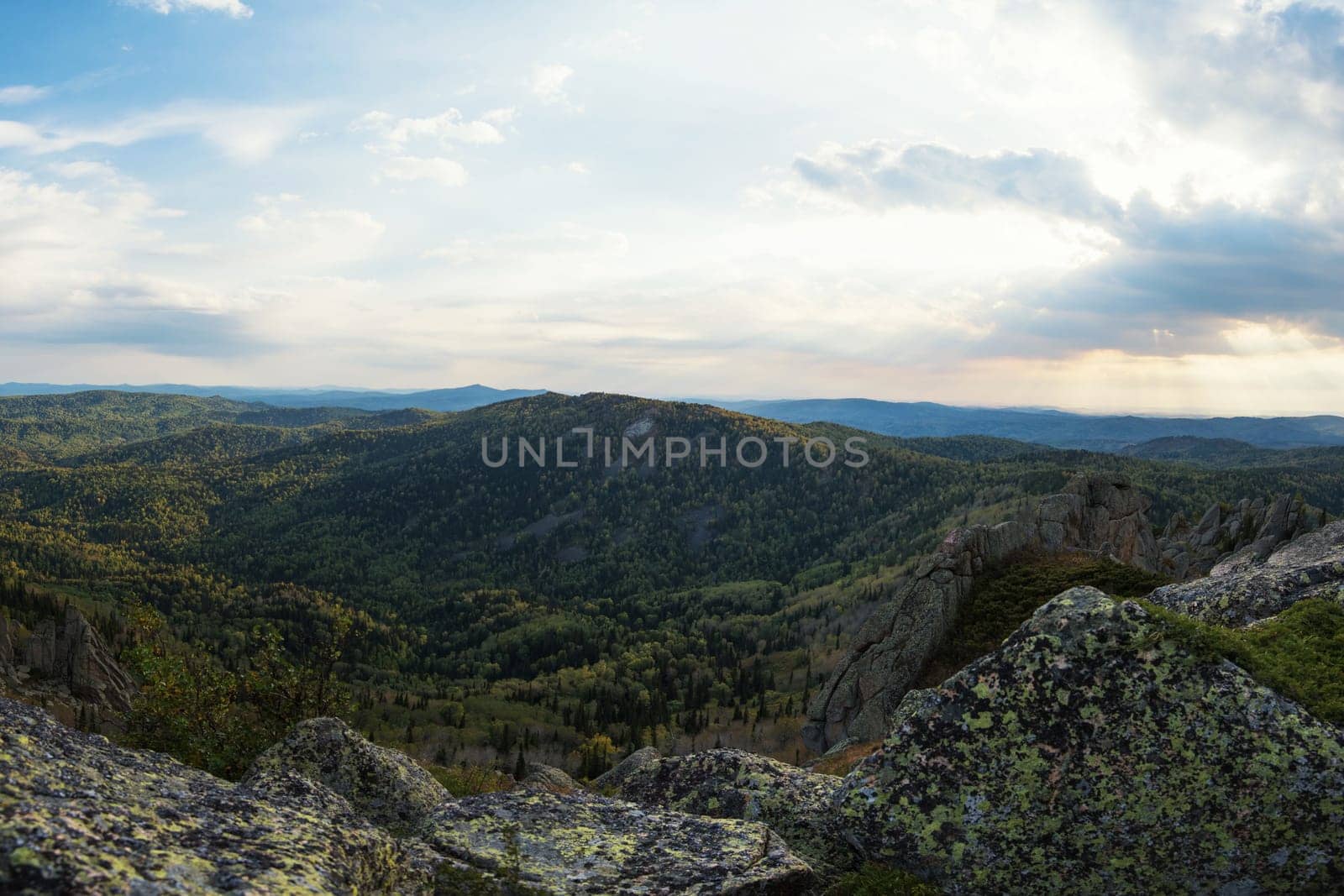 Beauty view in mountains of Altai. Kolyvan ridge - a mountain range in the north-west of the Altai Mountains, in the Altai Territory of Russia