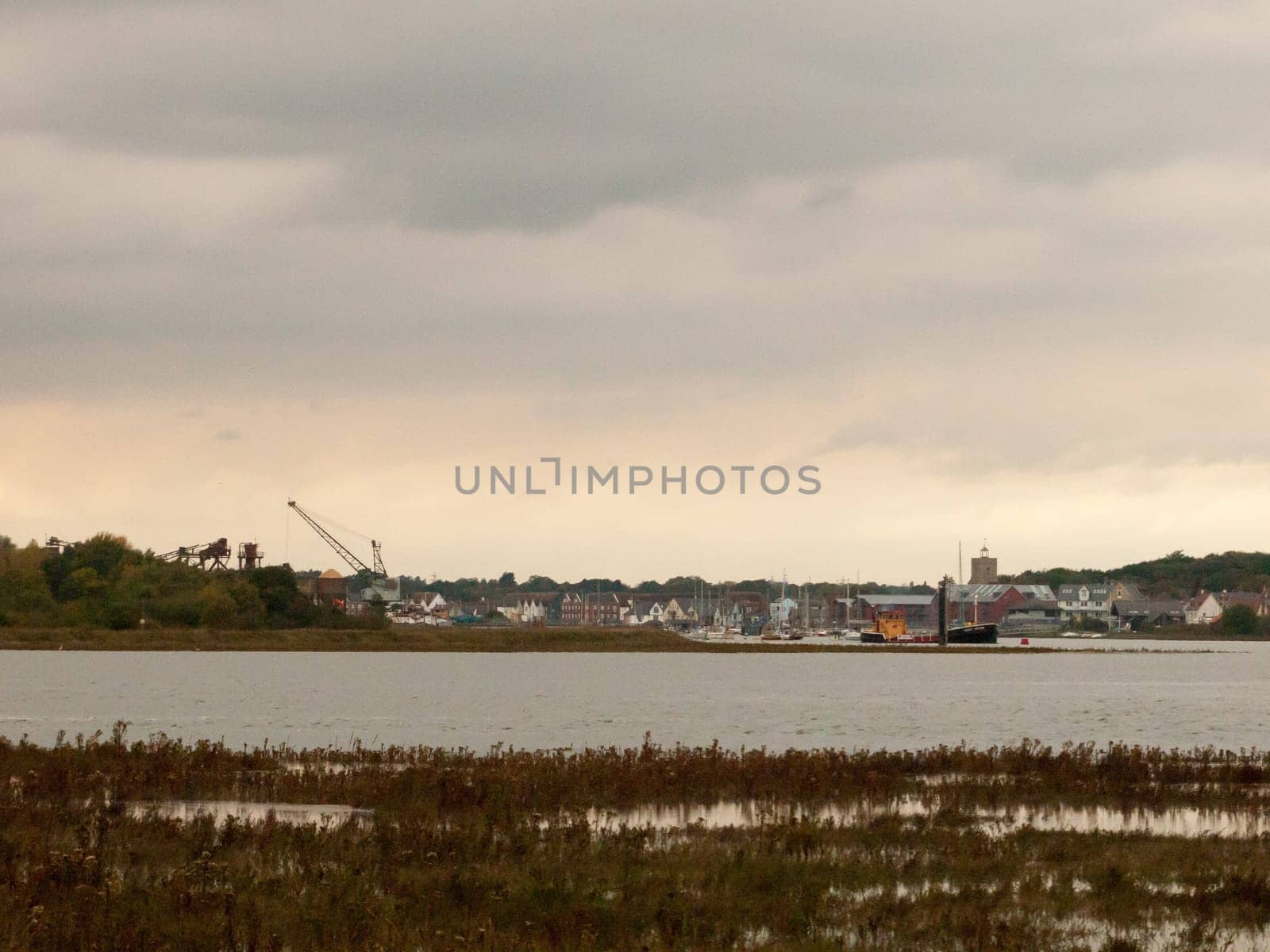 wivenhoe coastal village maritime river stream landscape overcast autumn  essex  england  uk