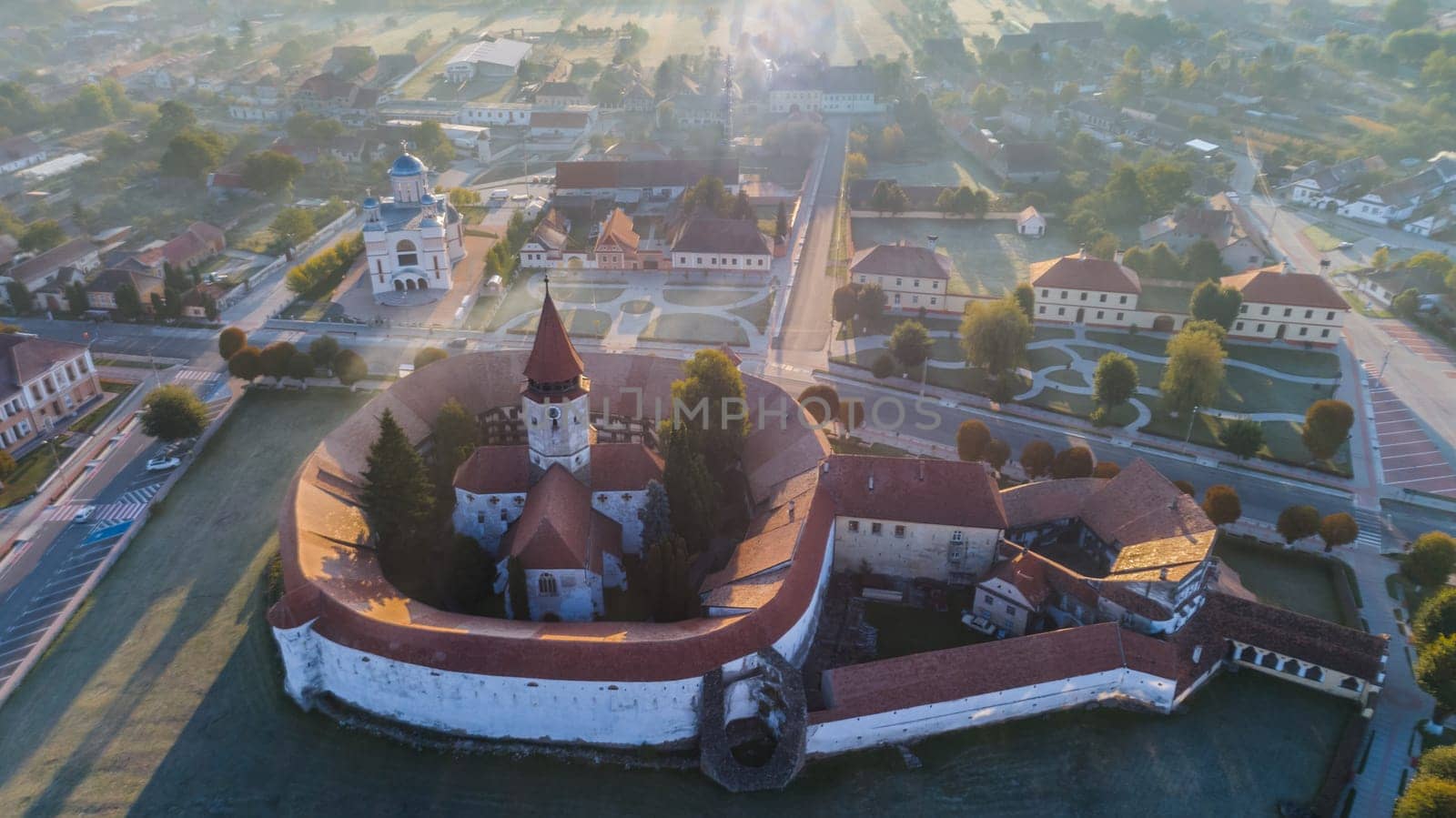 Aerial view of Prejmer fortified Church. UNESCO world heritage site