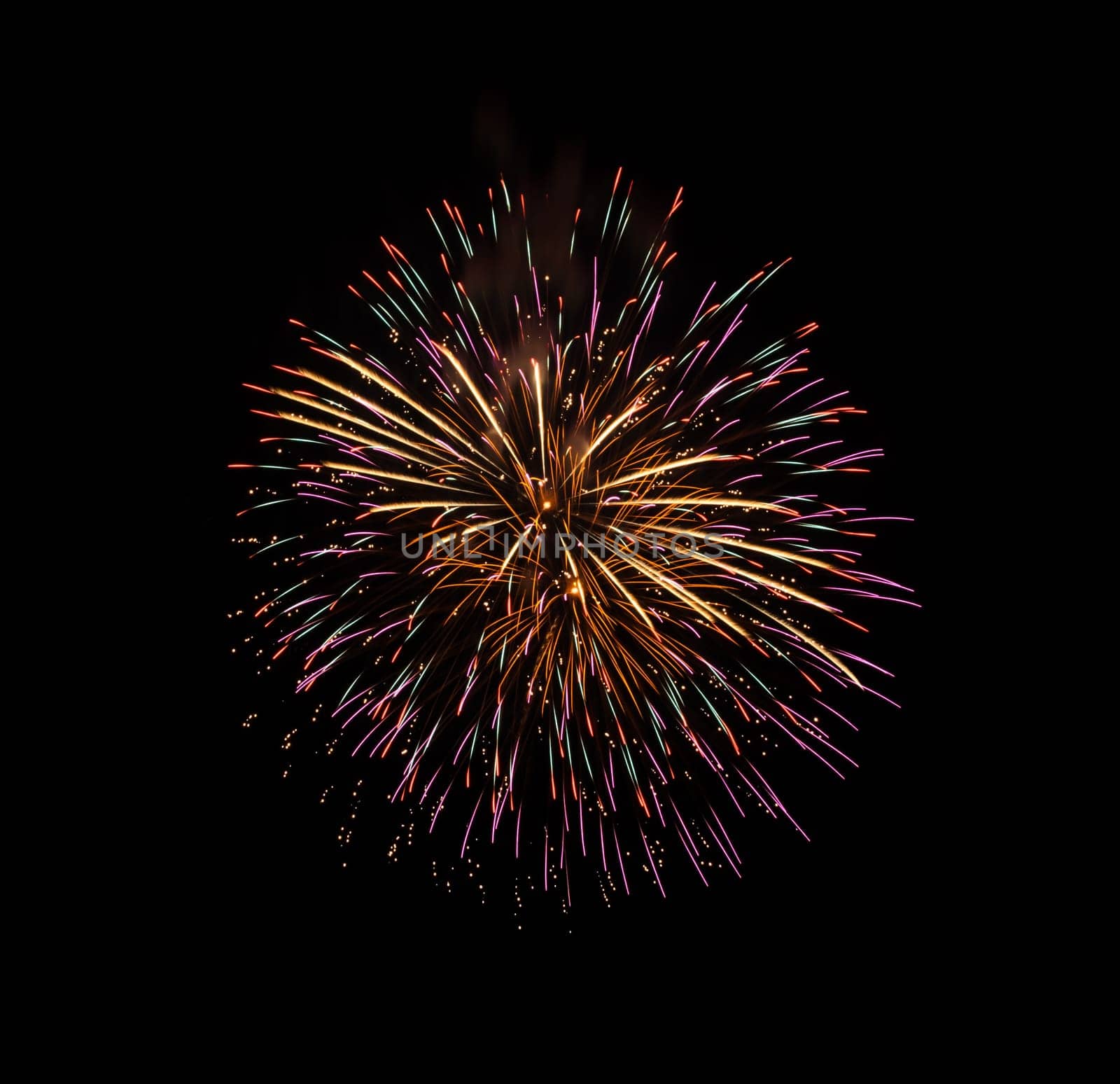 Colorful fireworks on night sky background