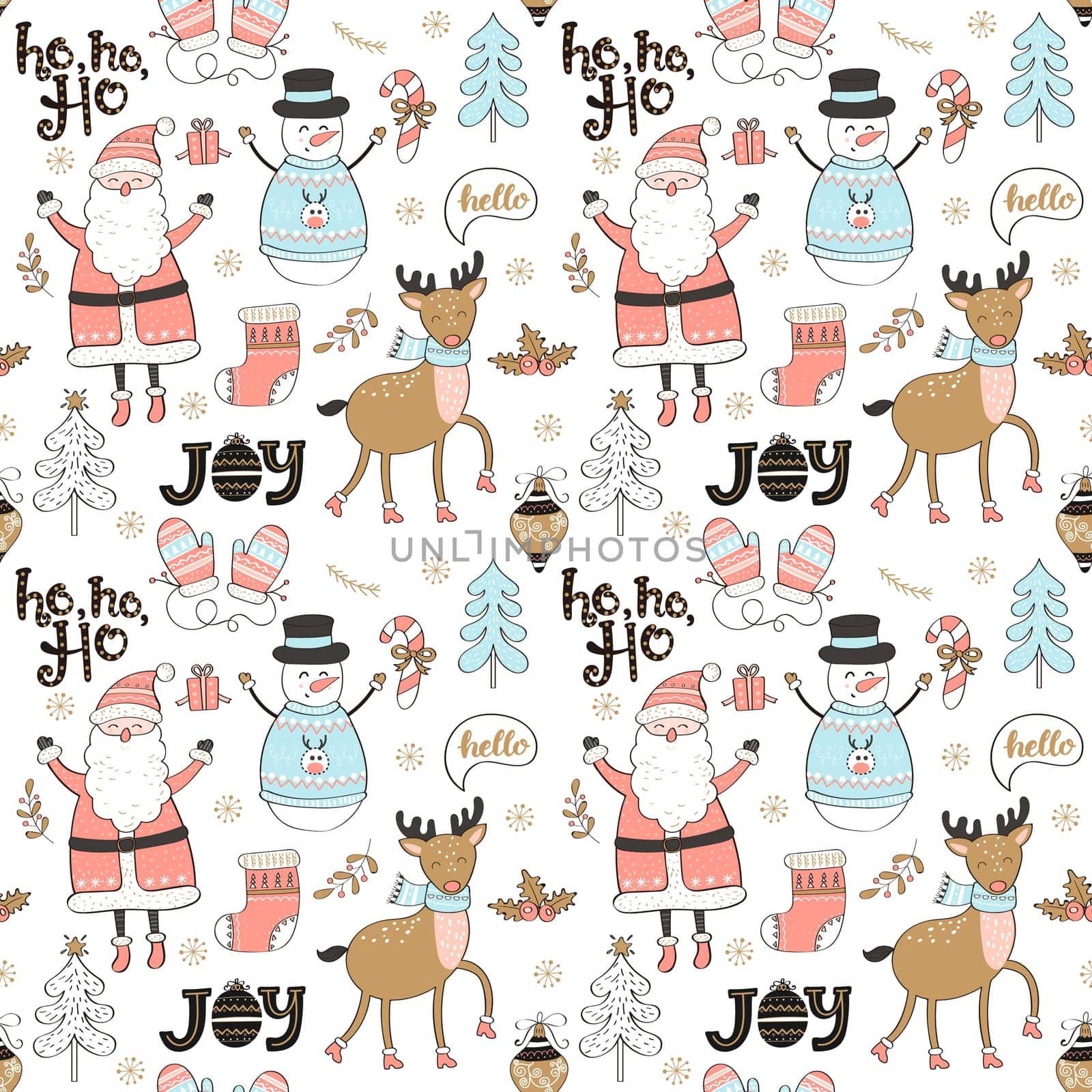 Seamless pattern of christmas and new year elements. Vector Illustration.