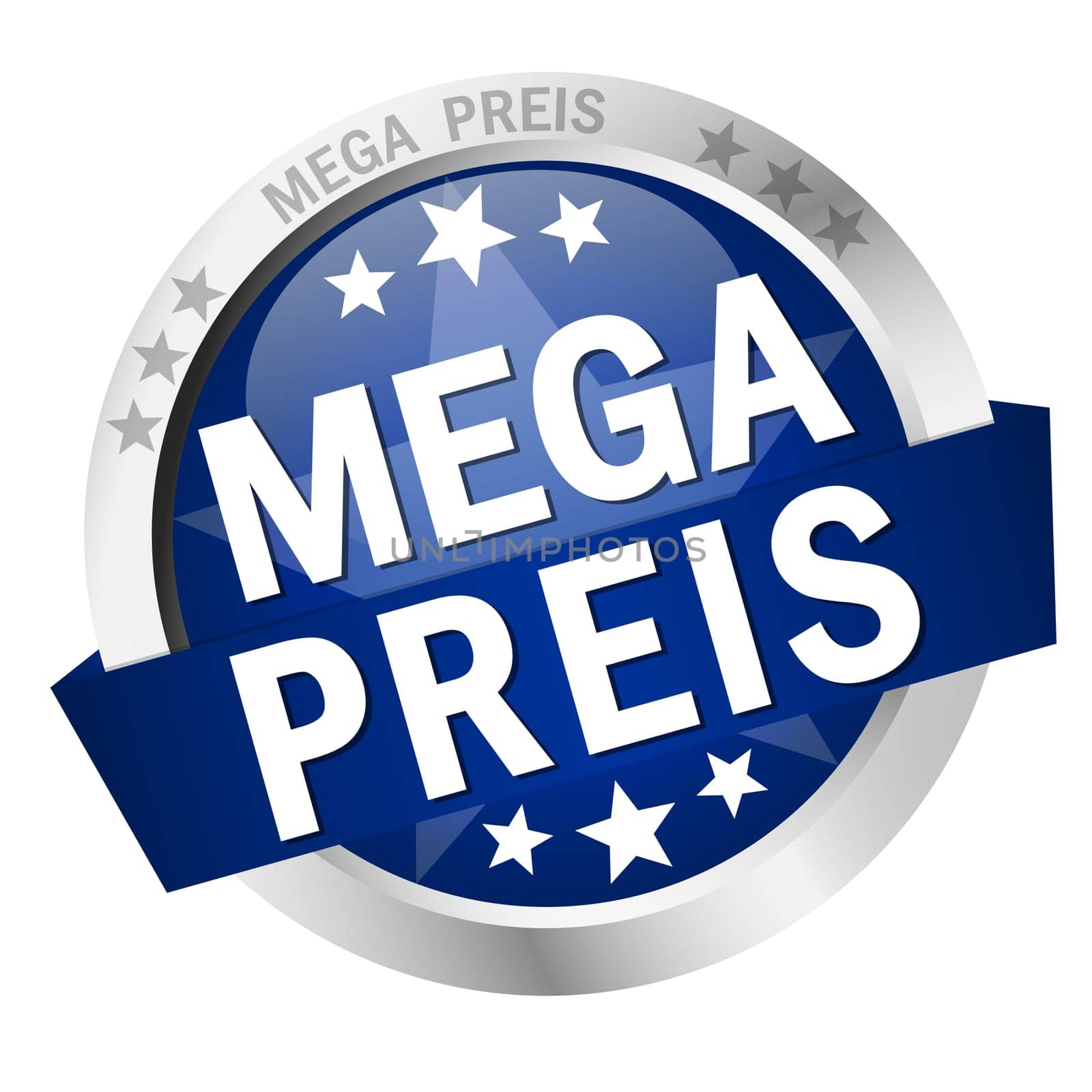 colored button with banner and text Mega Price