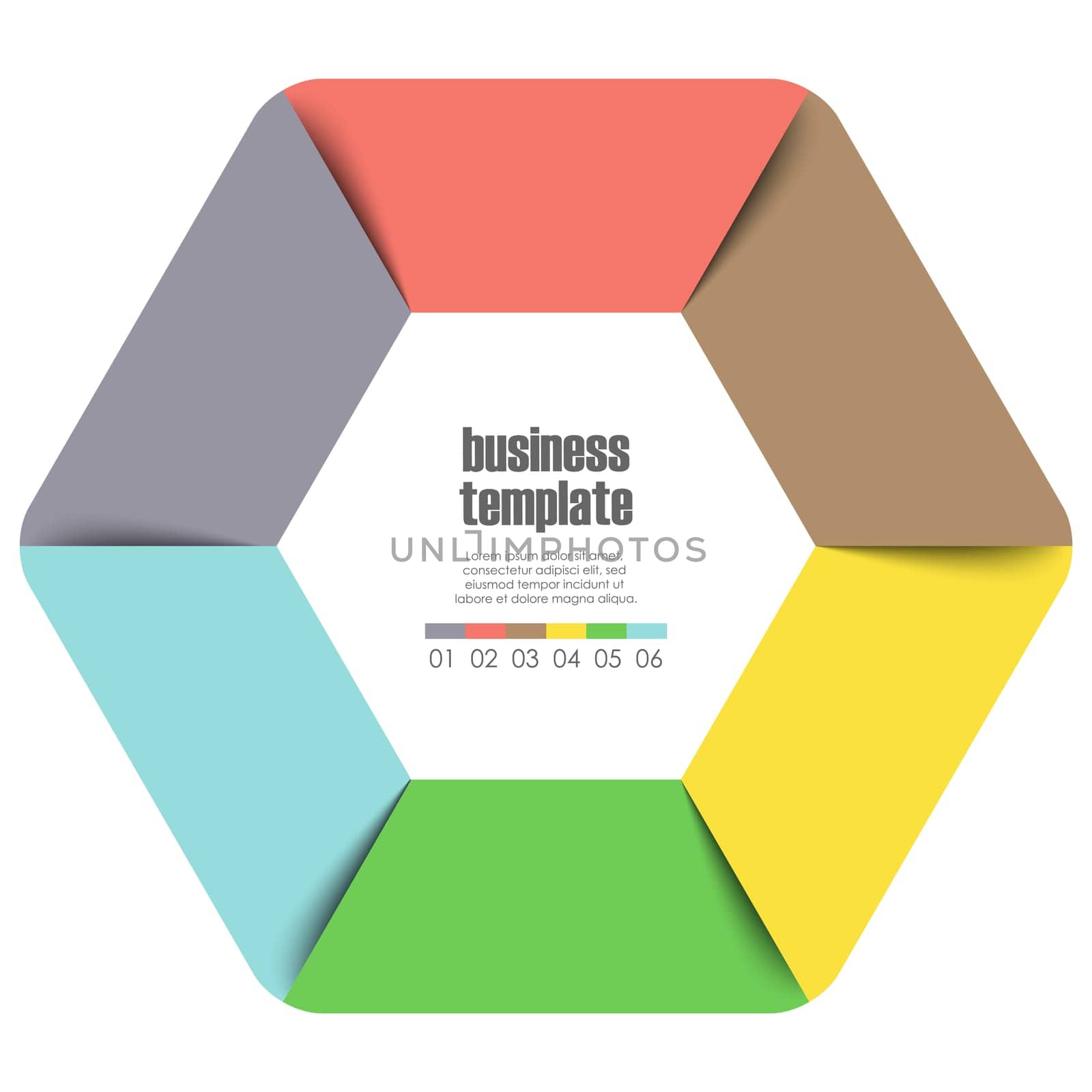 colored template of business info graphic with different options showing team work process