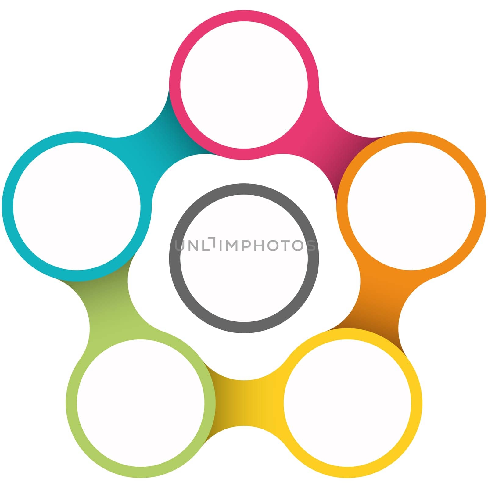 colored template of business info graphic with different options showing team work process