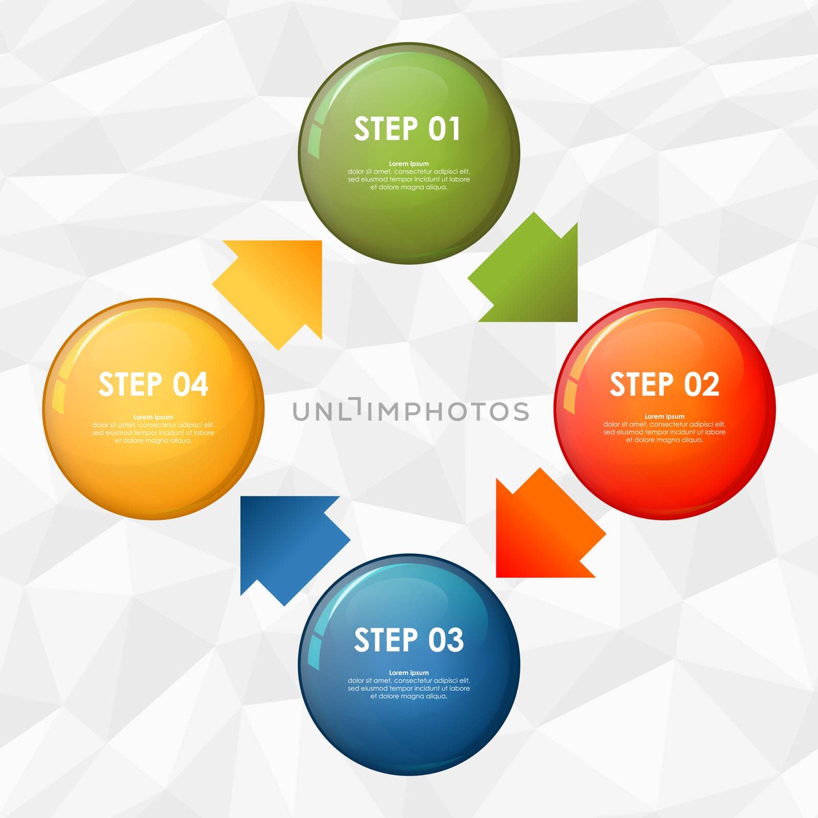 colored template of business info graphic with different options showing team work process