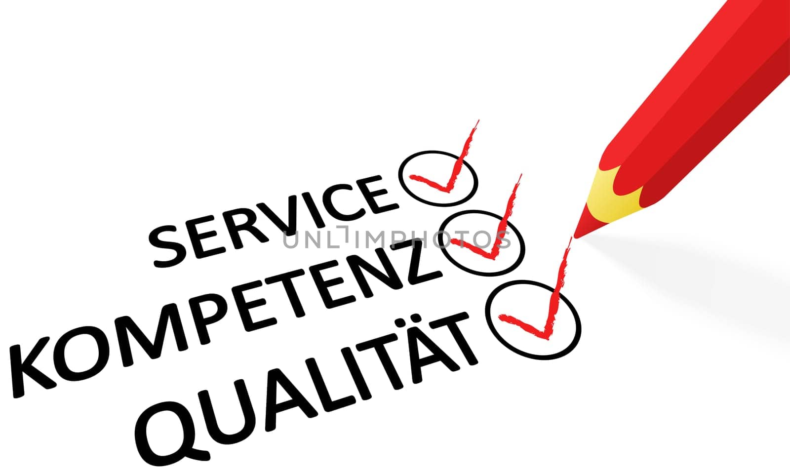red pencil drawing hook and text service competence quality (in english)
