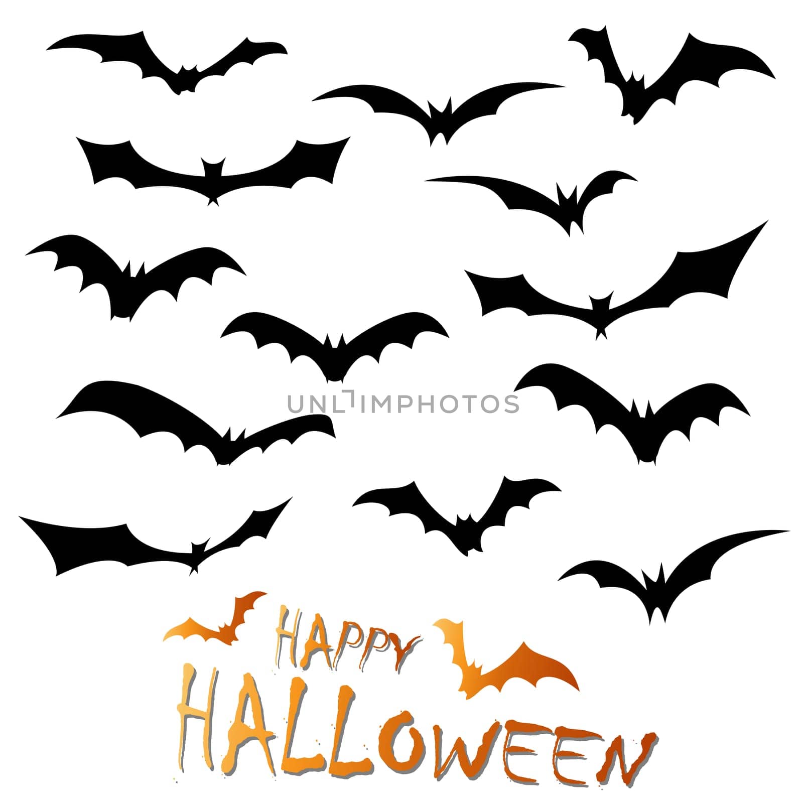 collection of different black colored illustrated bats for Halloween layouts