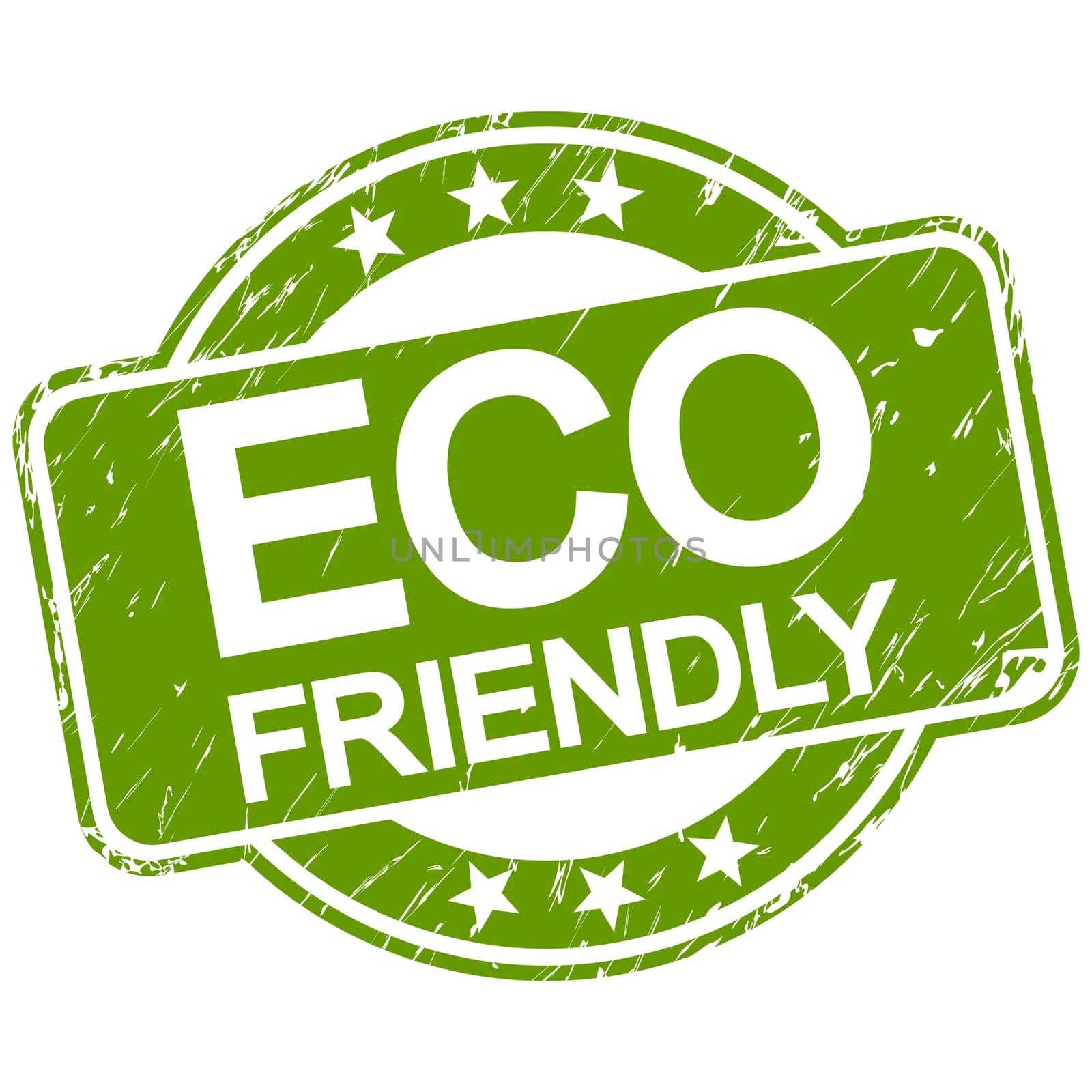 green round stamp with scratches and text eco friendly