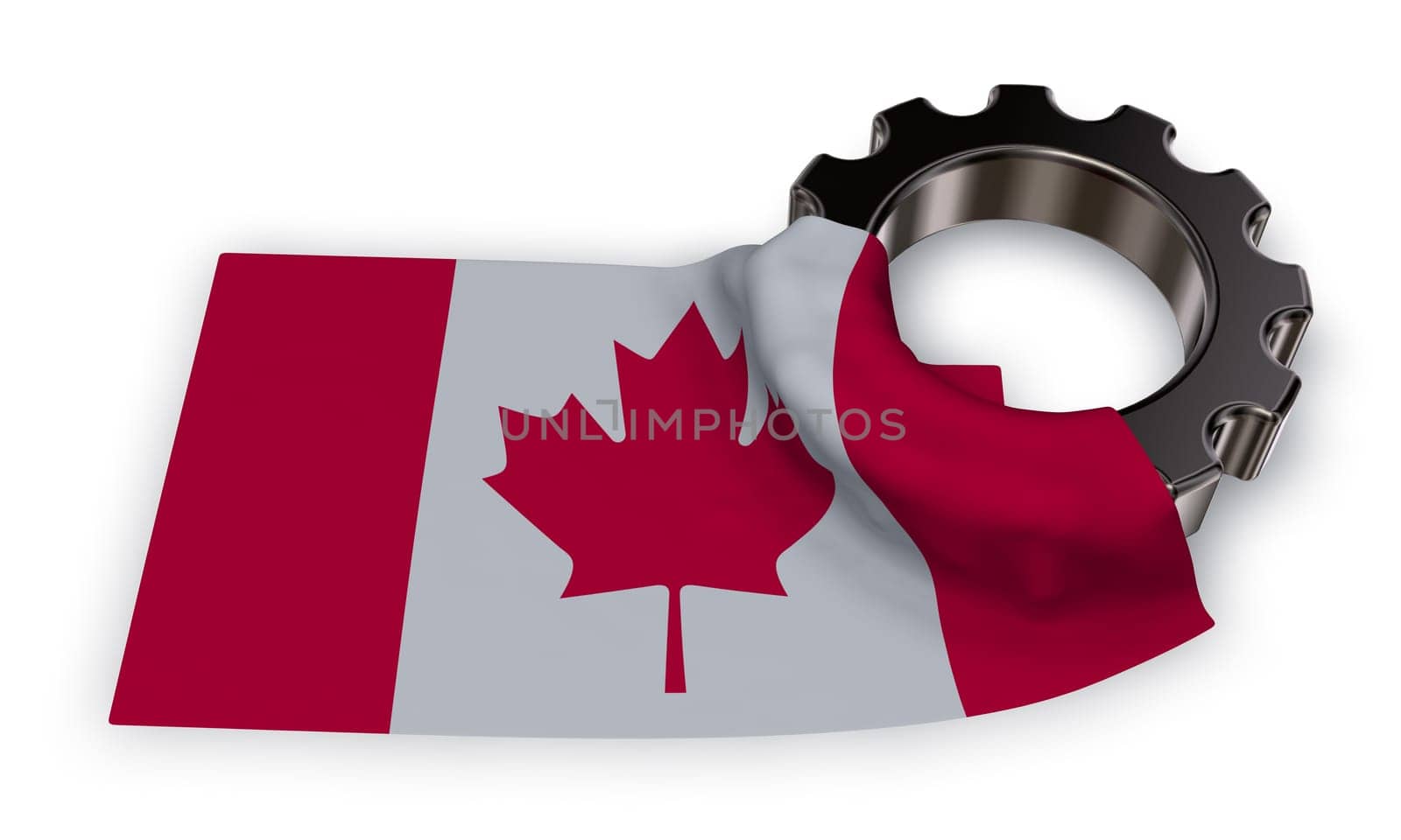 gear and flag of canada - 3d rendering