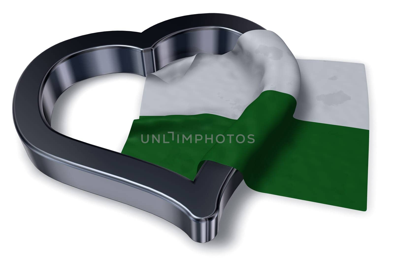 flag of saxony and heart symbol - 3d illustration