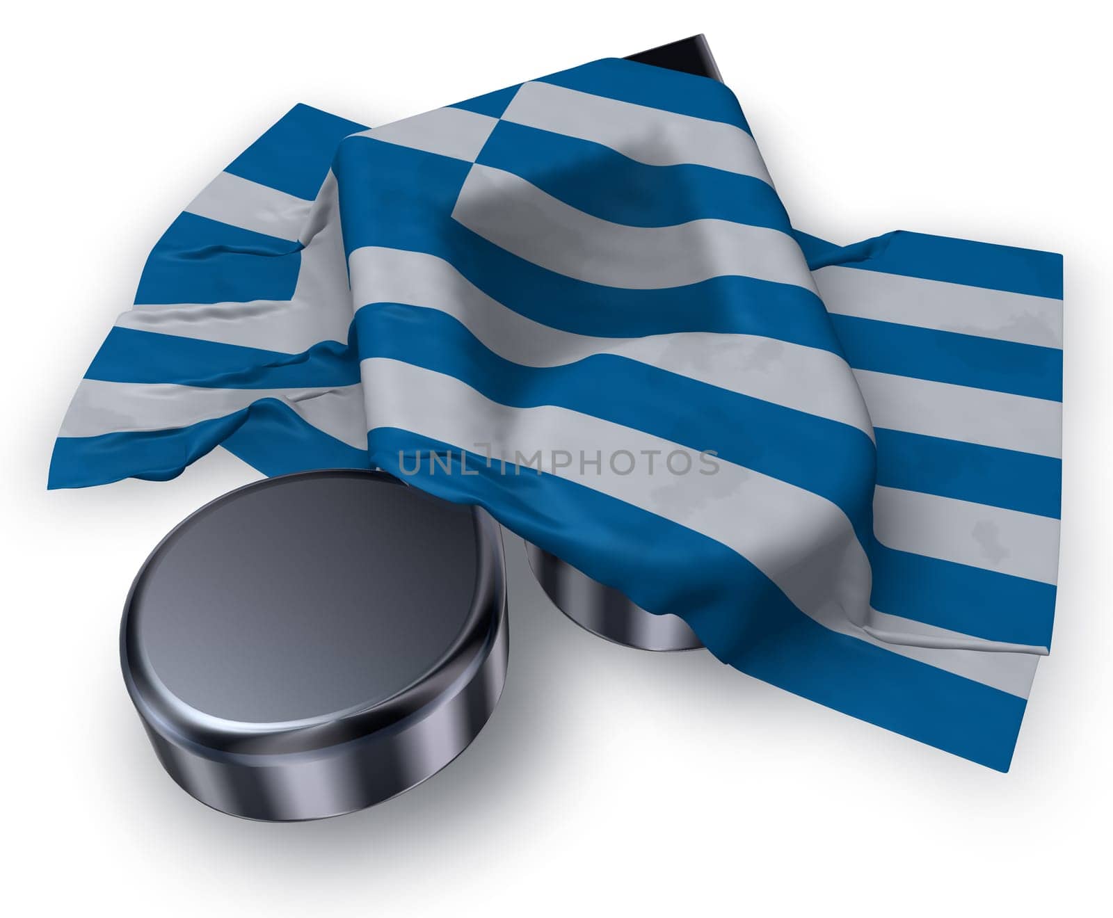 music note and Greek flag - 3d illustration