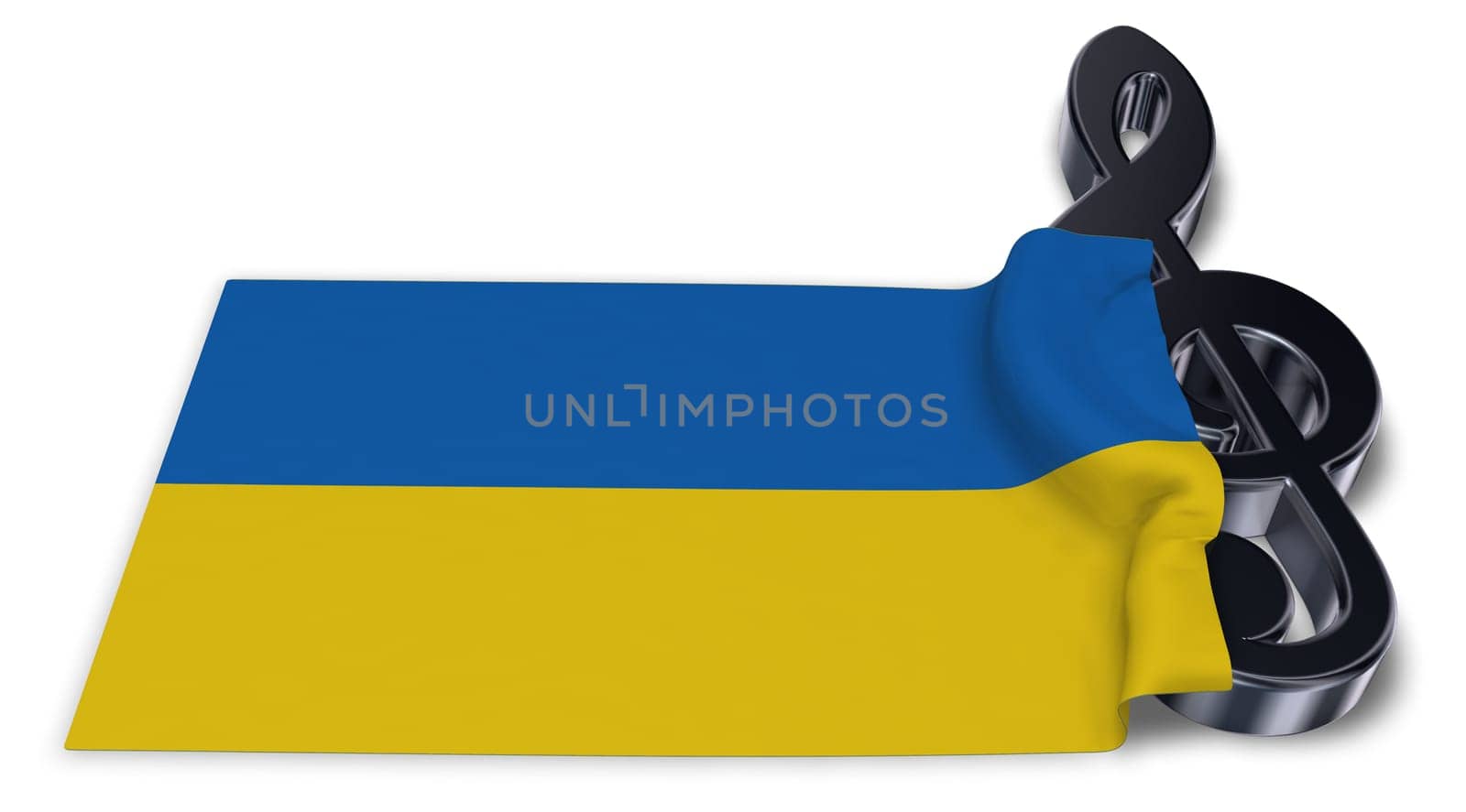 clef and flag of ukraine - 3d illustration